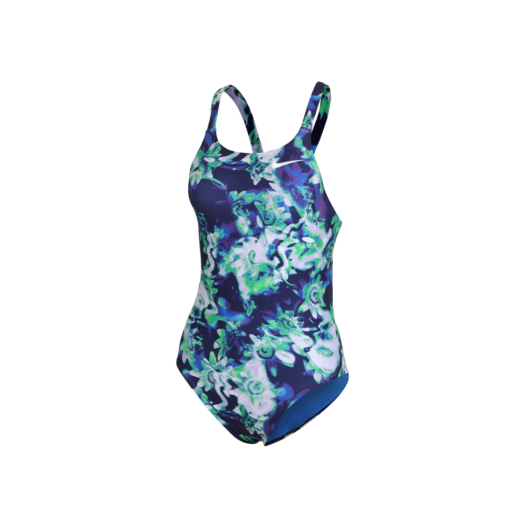 (W) Nike Swim Drippy Flower Fast Back Swimsuit Midnight Navy