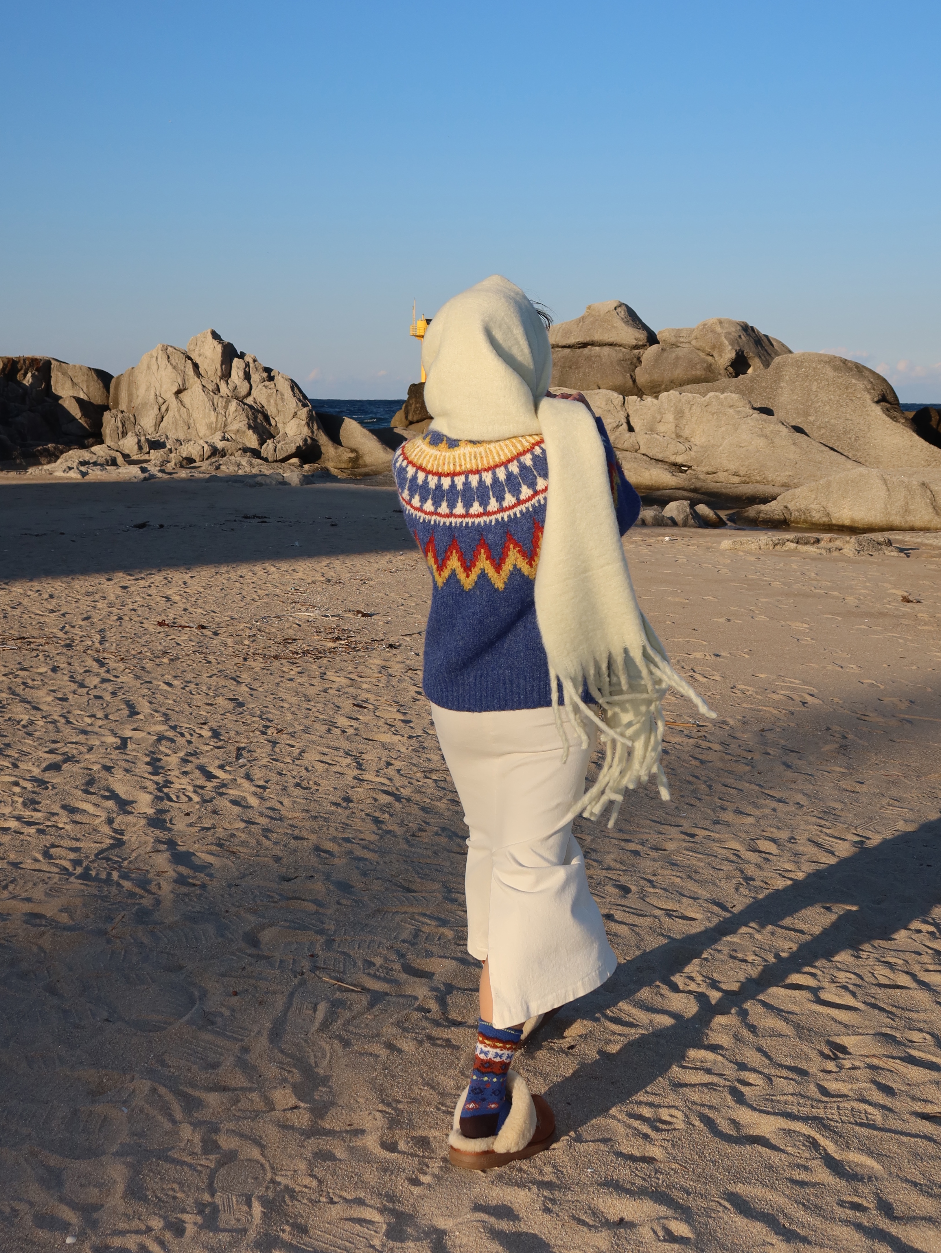 Greenbutter Color Way Nordic Cardigan Denim Blue 착용 스타일