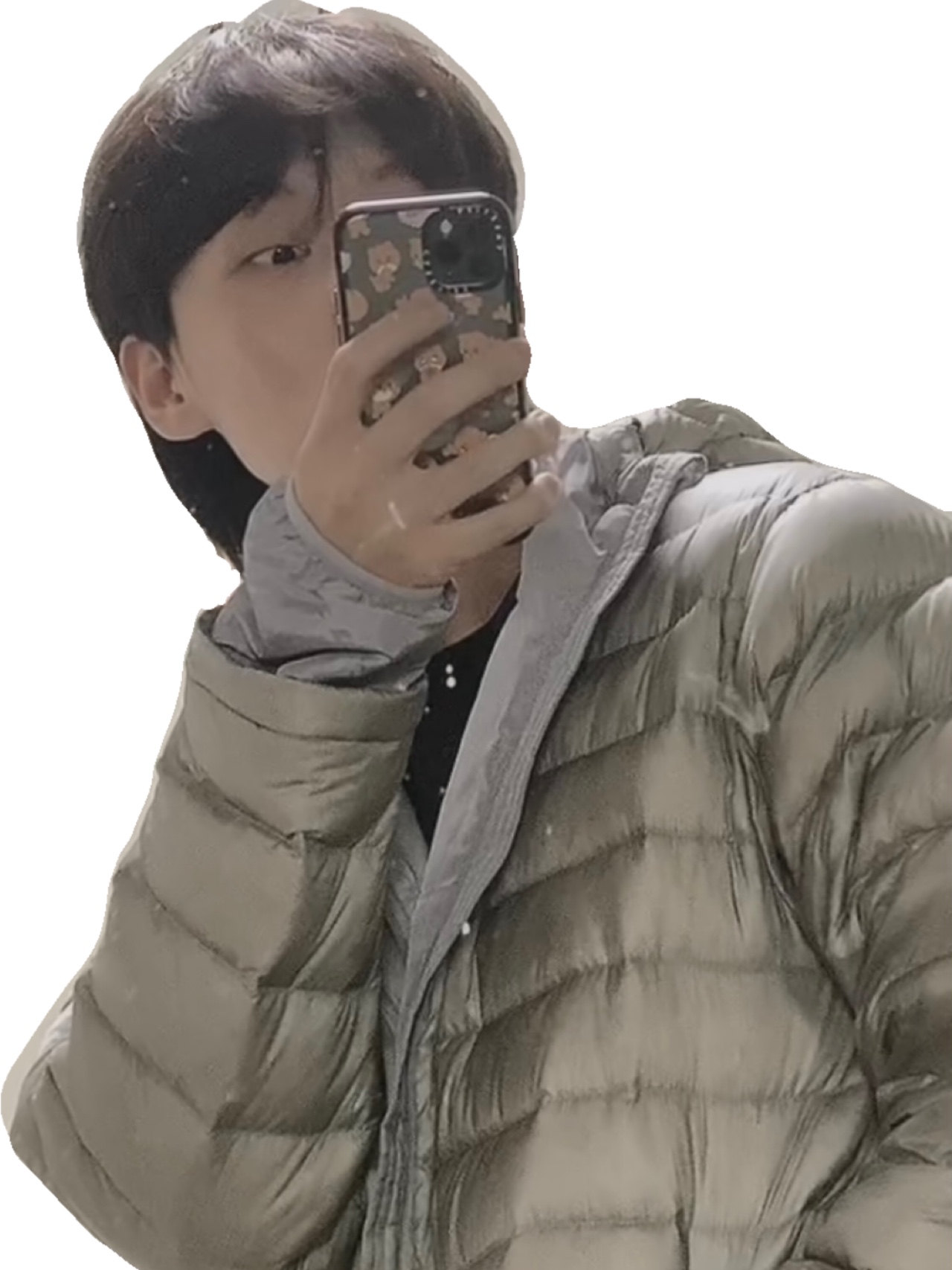 Sansan Gear Suffix Puffer Jacket Grey - 24FW 착용 스타일