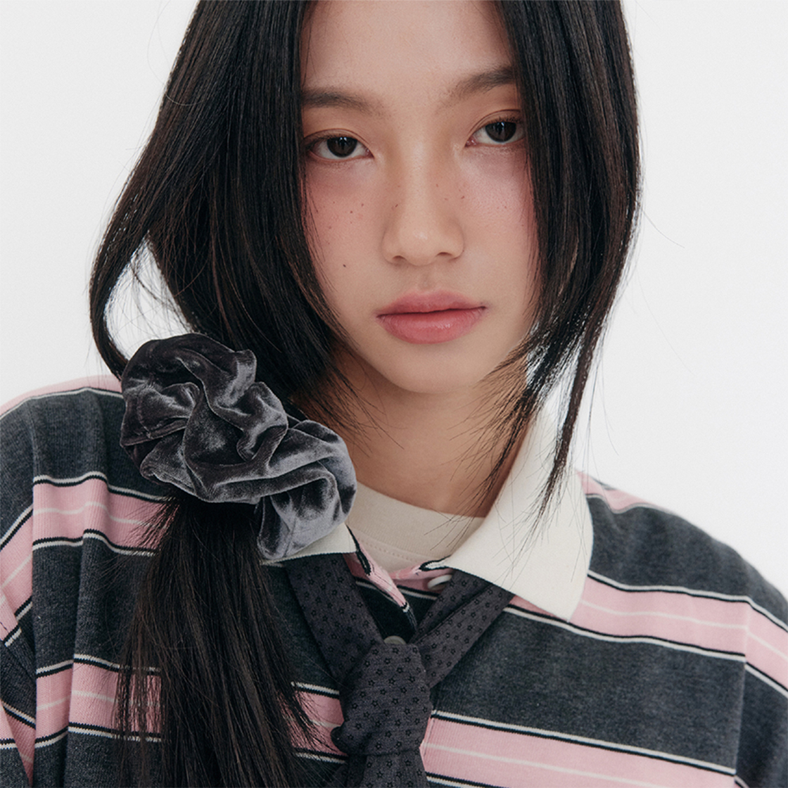 지지지 벨벳 스크런치 그레이(zeezeezee Velvet Scrunchie Gray) - 2
