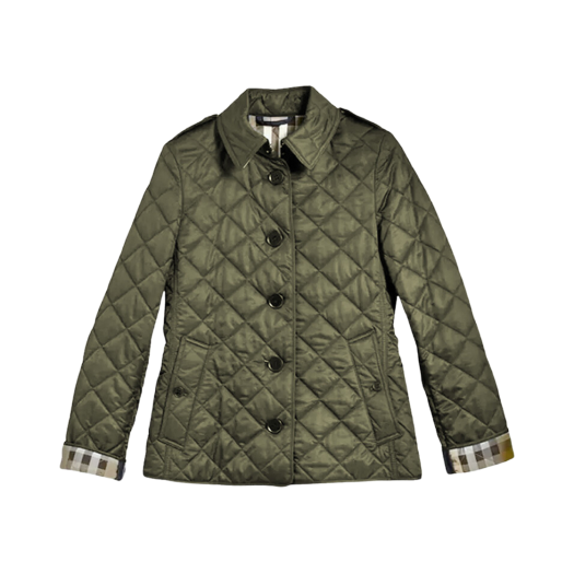 (W) Burberry New Frankby Quilted Jacket Dark Olive