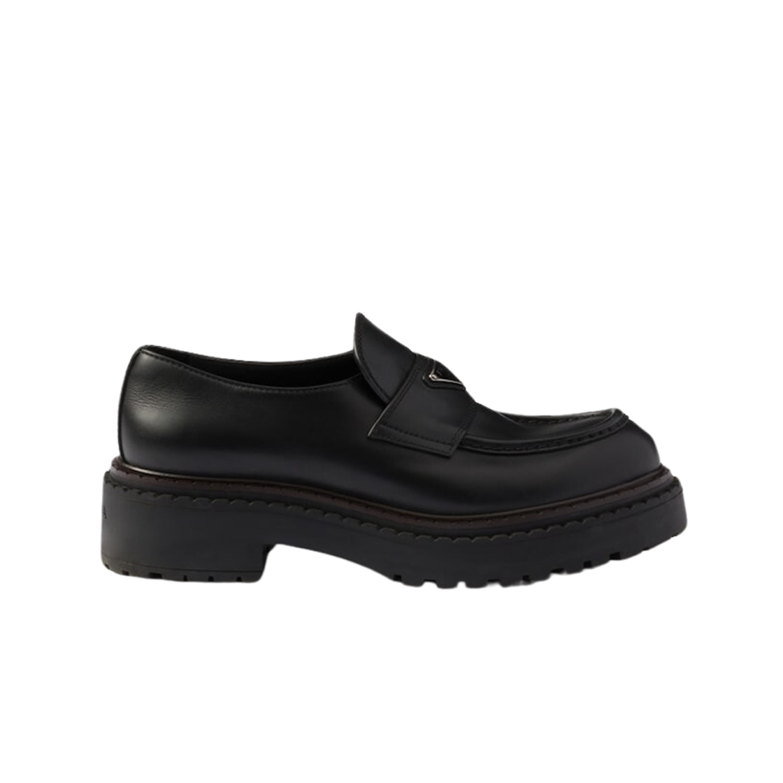 2DE148-070-F0002 Prada Double Chocolate leather loafers Black