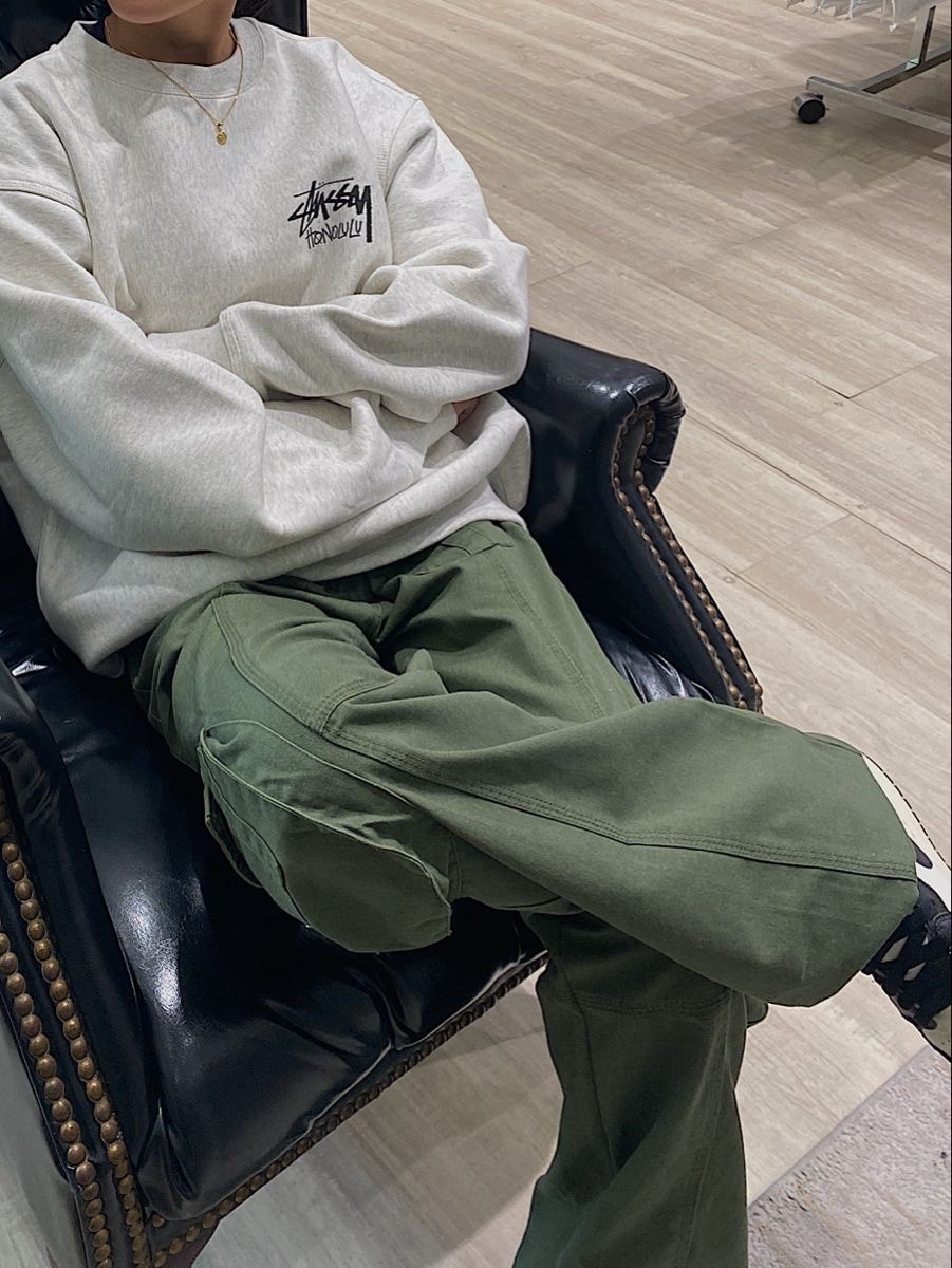 Stussy Stock Seoul Crew Ash Heather, Stussy Stock DSM New York Crew Ash Heather 2021 착용 스타일 - 2