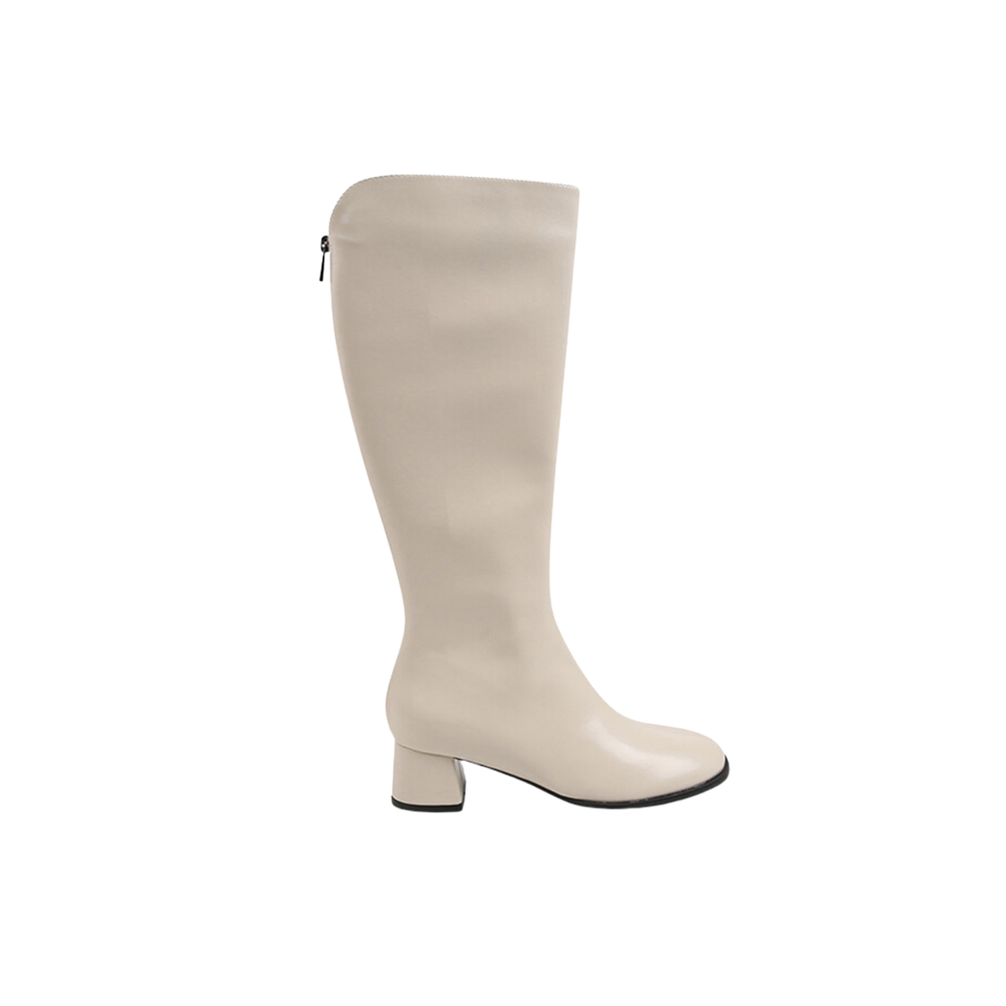 (W) 슈펜 x 쭈언니 슬림핏 레더 롱부츠 4.0 아이보리 - 와이드((W) Shoopen x Jju Unni Slim Fit Leather Long Boots 4.0 Ivory - Wide)