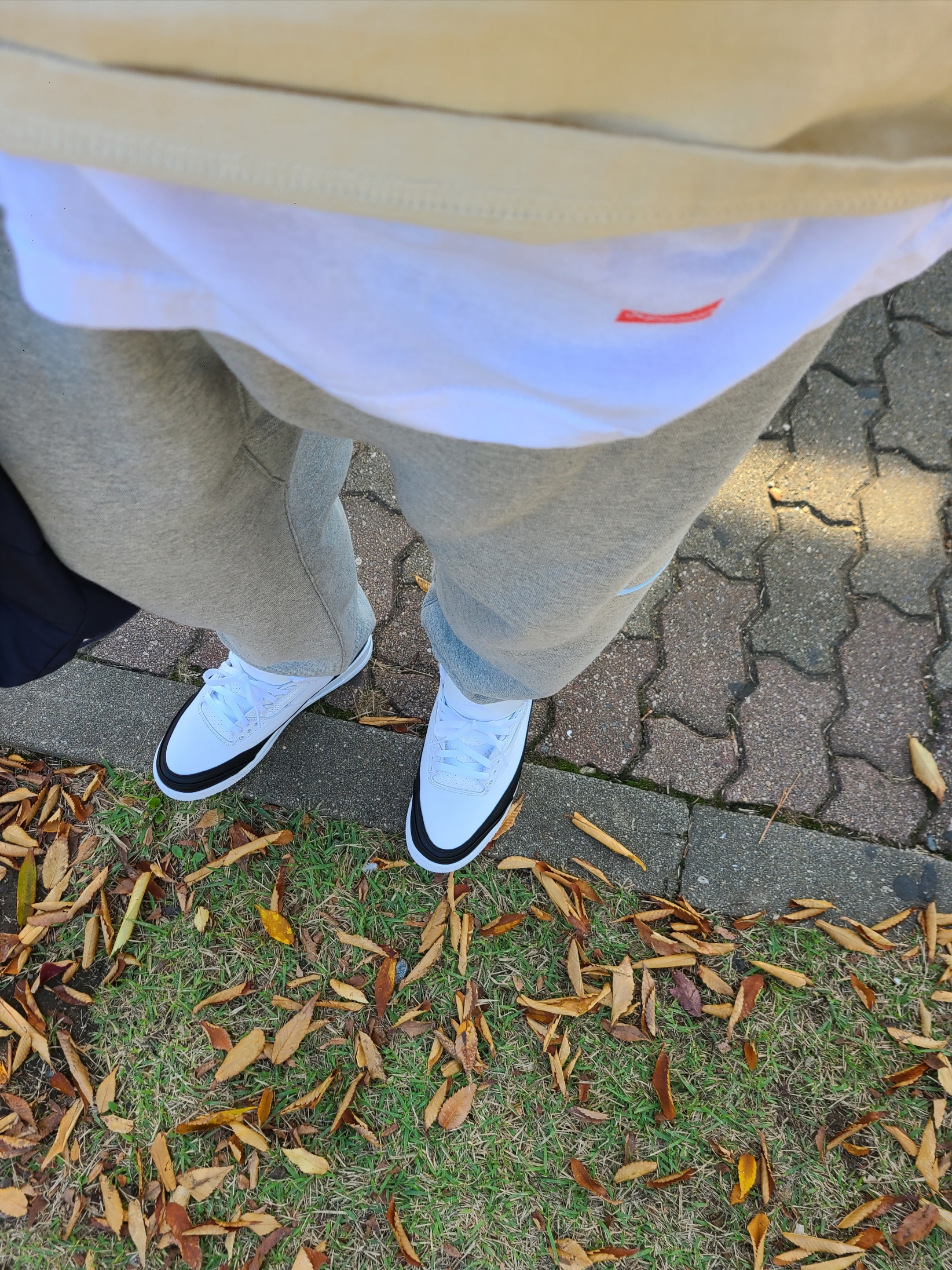 Jordan 3 x Fragment Retro SP White Black, Nike x Drake Nocta NRG Fleece Sweatpants Dark Grey Heather 착용 스타일 - 1