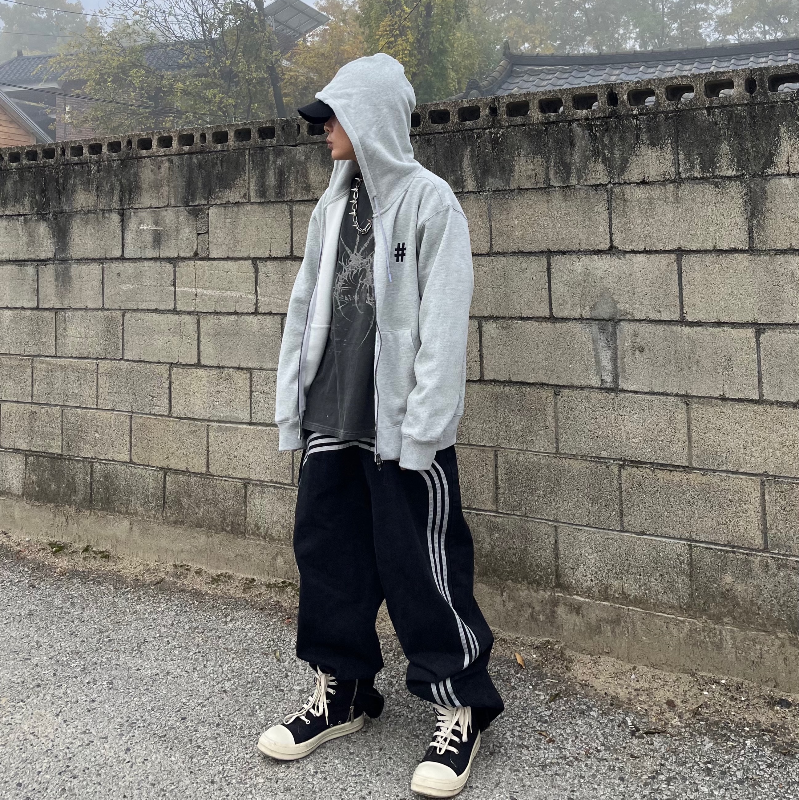 Rick Owens Drkshdw Calf Leather Penta Sneakers Black Milk White 착용 스타일 - 1