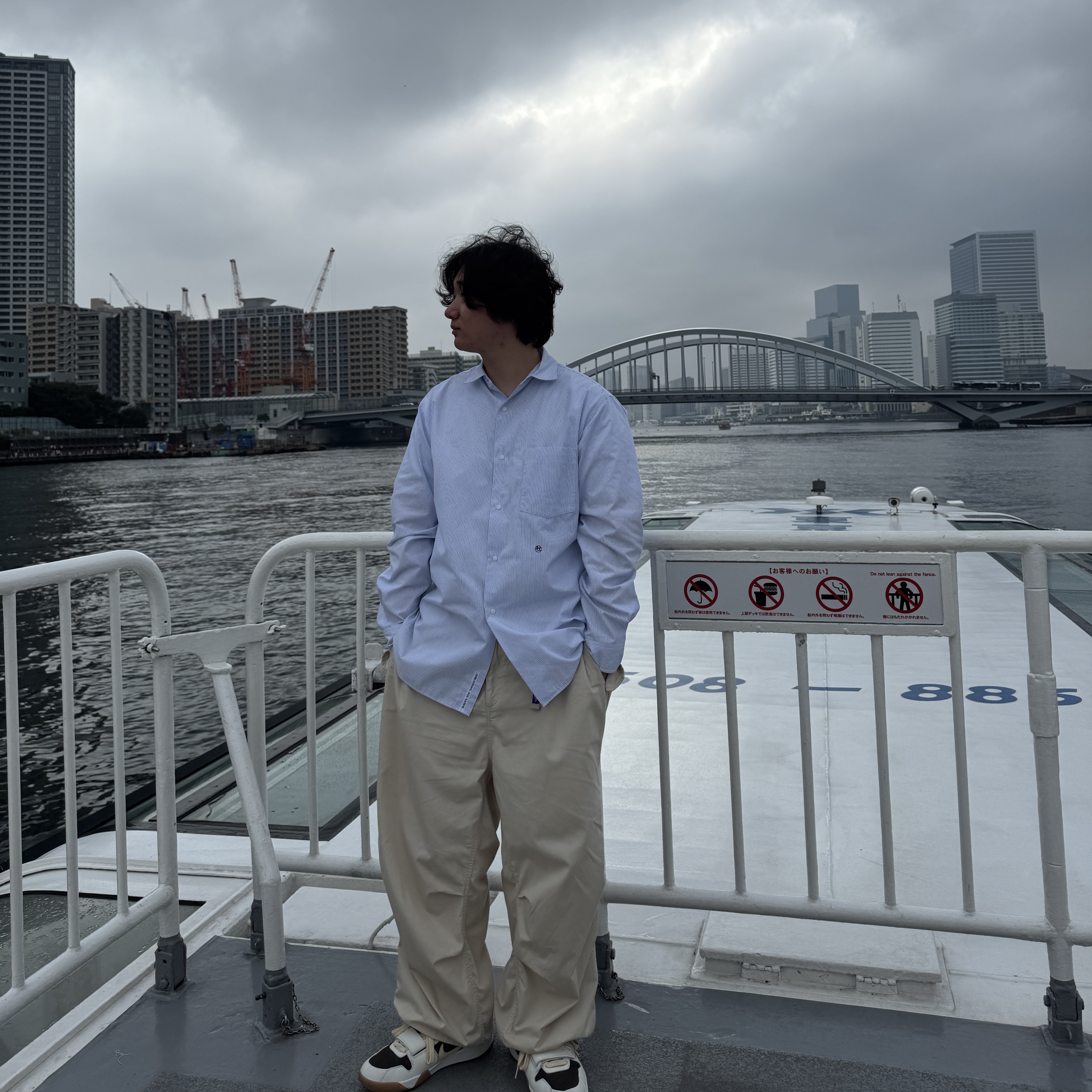 Jordan x Travis Scott Jumpman Jack TR Sail and Dark Mocha, Nanamica Button Down Stripe Wind Shirt Sax 착용 스타일