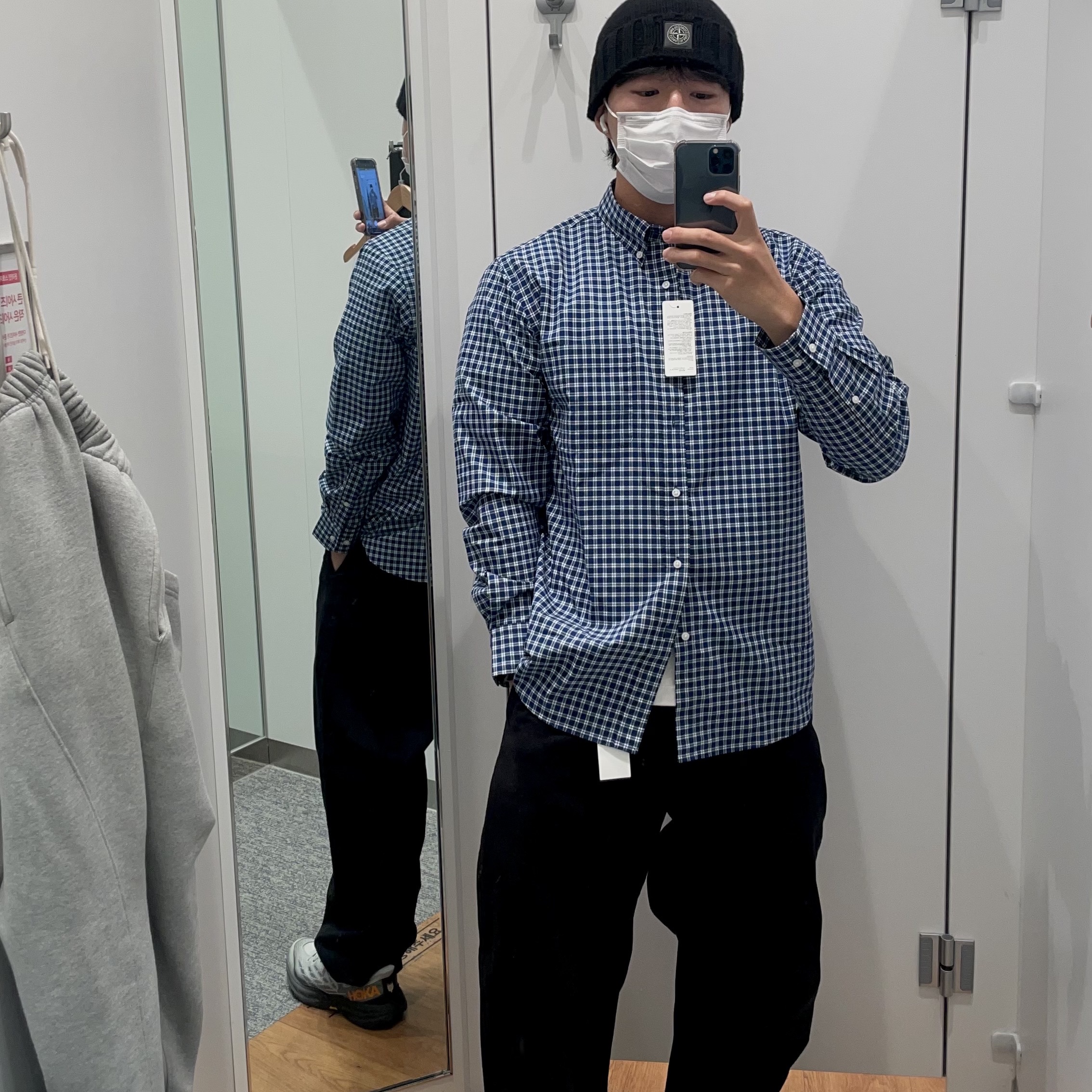 Stone Island N10B5 Ribbed Wool Beanie Black - 24FW 착용 스타일 - 2