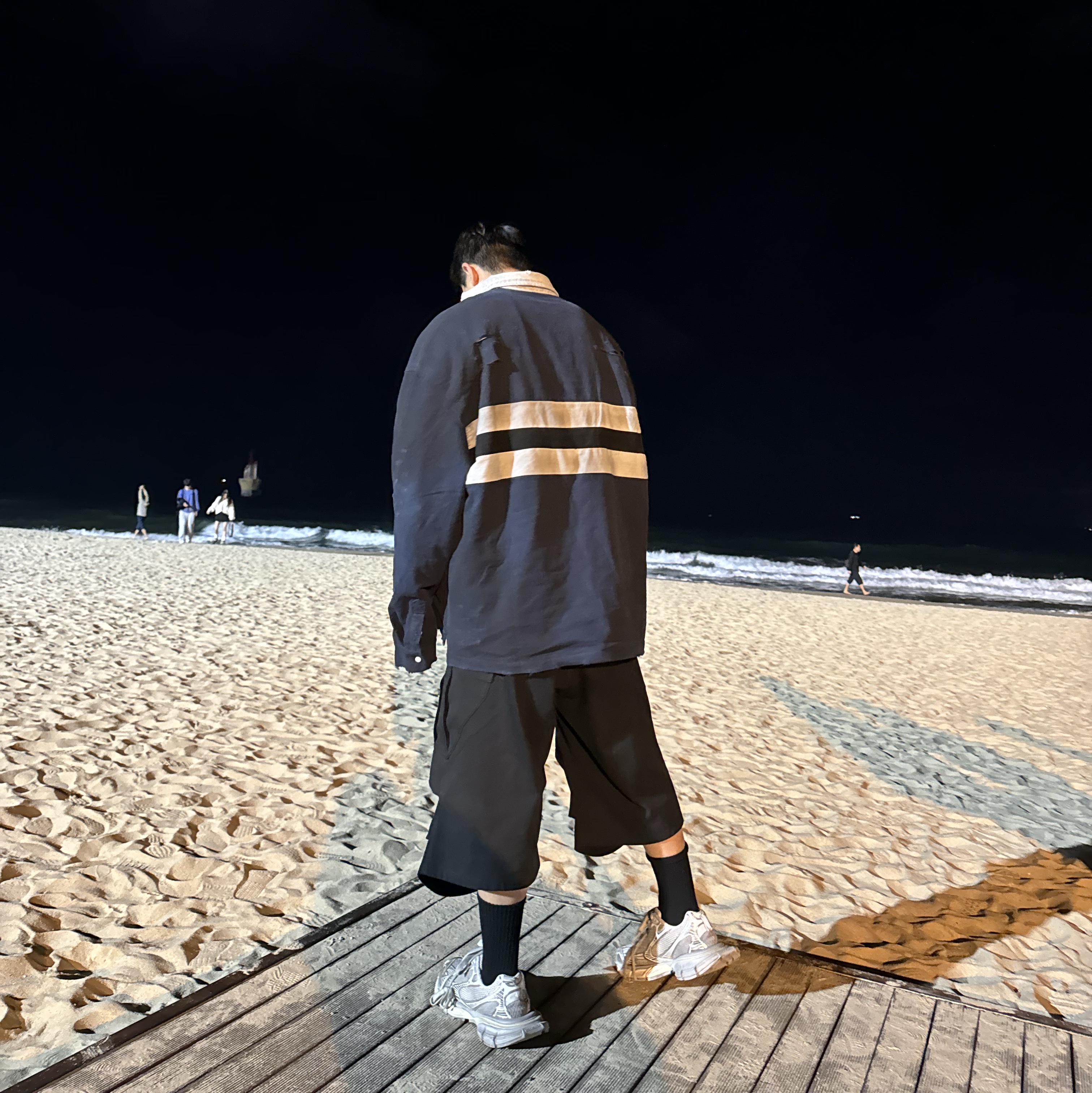 Project G/R Bullied Polo Shirts Navy, Nonnod Side Cargo Shorts Black 착용 스타일