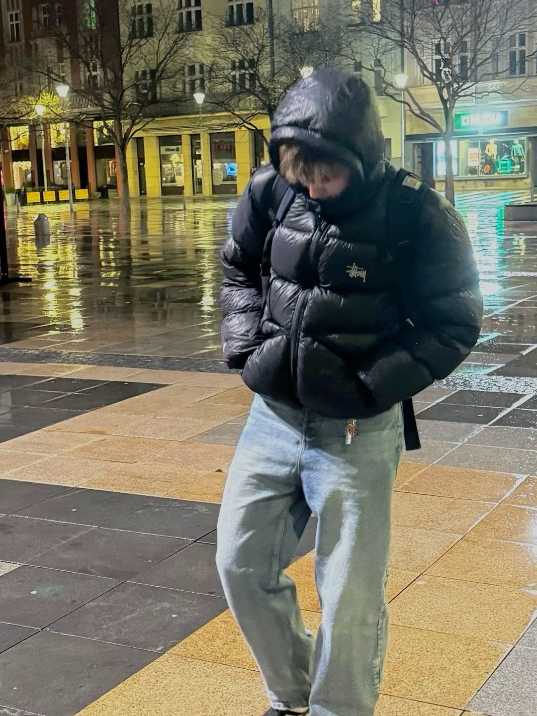 Stussy Micro Ripstop Down Parka Black, Stussy Recycled Nylon Down Puffer Vintage Black 착용 스타일 - 4