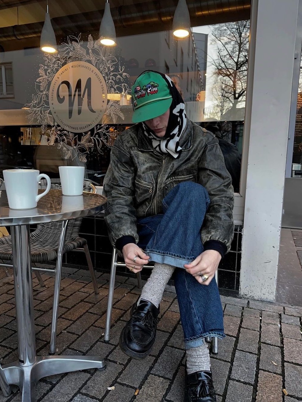 Supreme Gem Studded Leather Jacket Brown - 24SS, Full of Ssun Gunpocket Leather Jacket Brown 착용 스타일 - 3