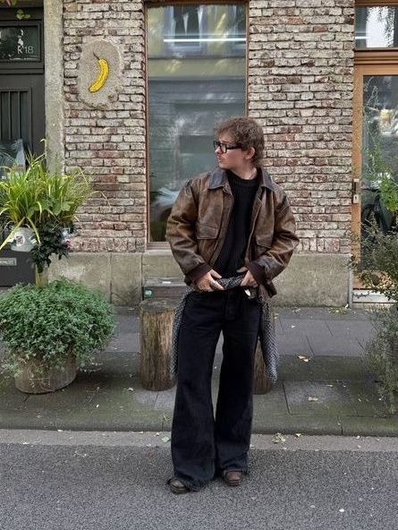 Supreme Gem Studded Leather Jacket Brown - 24SS, Full of Ssun Gunpocket Leather Jacket Brown 착용 스타일 - 4