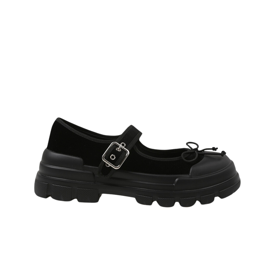 (W) 슈펜 리본 메리 제인 청키 스니커즈 글로시 블랙((W) Shoopen Ribbon Mary Jane Chunky Sneakers Glossy Black)