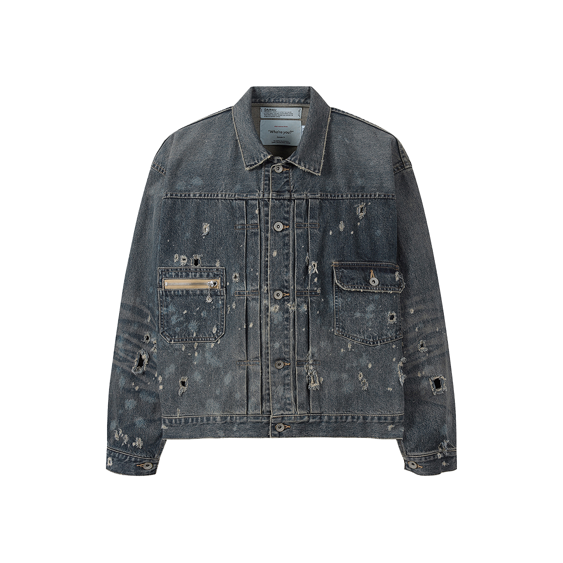 다이리쿠 슈퍼 데미지 2PKT 데님 자켓 인디고 - 24FW(Dairiku Super Damage 2PKT Denim Jacket Indigo - 24FW)