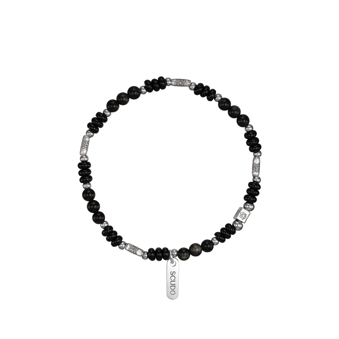 스쿠도 에스닉 옵시디언 오닉스 카렌 비즈 브레이슬릿(Scudo Ethnic Obsidian Onyx Karen Beads Bracelet)