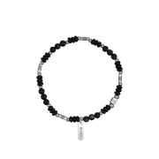 Scudo Ethnic Obsidian Onyx Karen Beads Bracelet