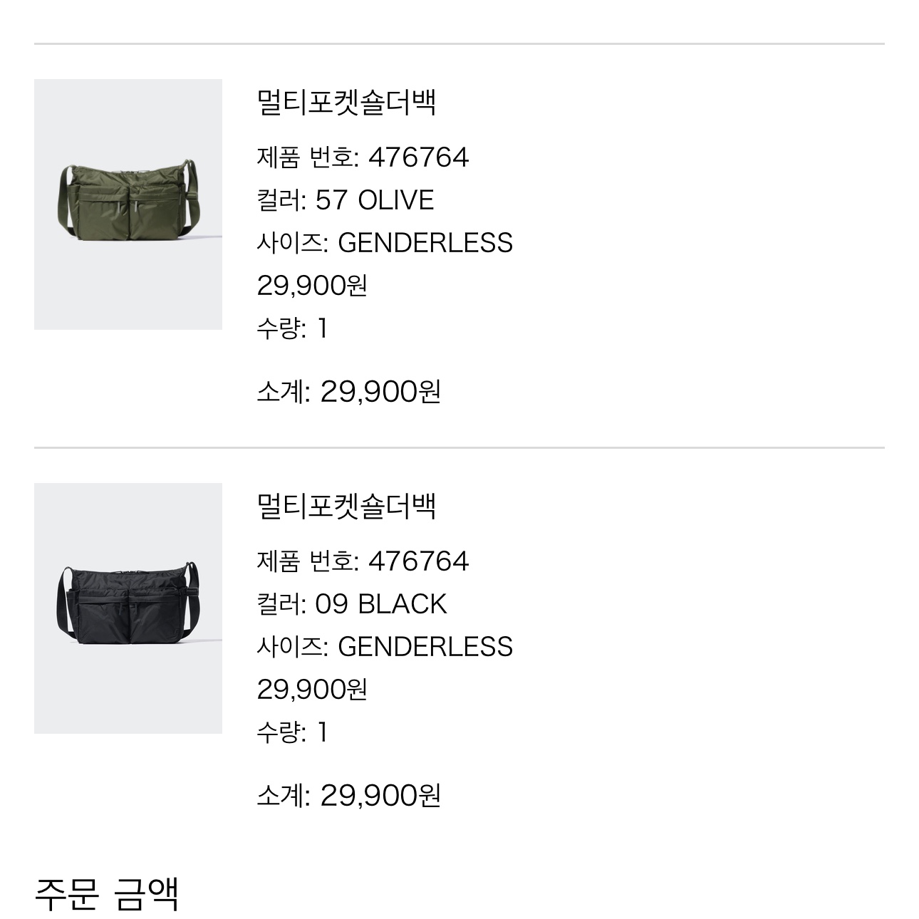 Uniqlo Multi Pocket Shoulder Bag Black, Uniqlo Multi Pocket Shoulder Bag Olive 착용 스타일 - 1