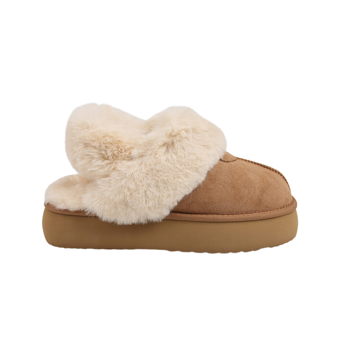 HPCV8EFV02 (W) Shoopen Suede Fur Two-Way Platform Sandals Beige