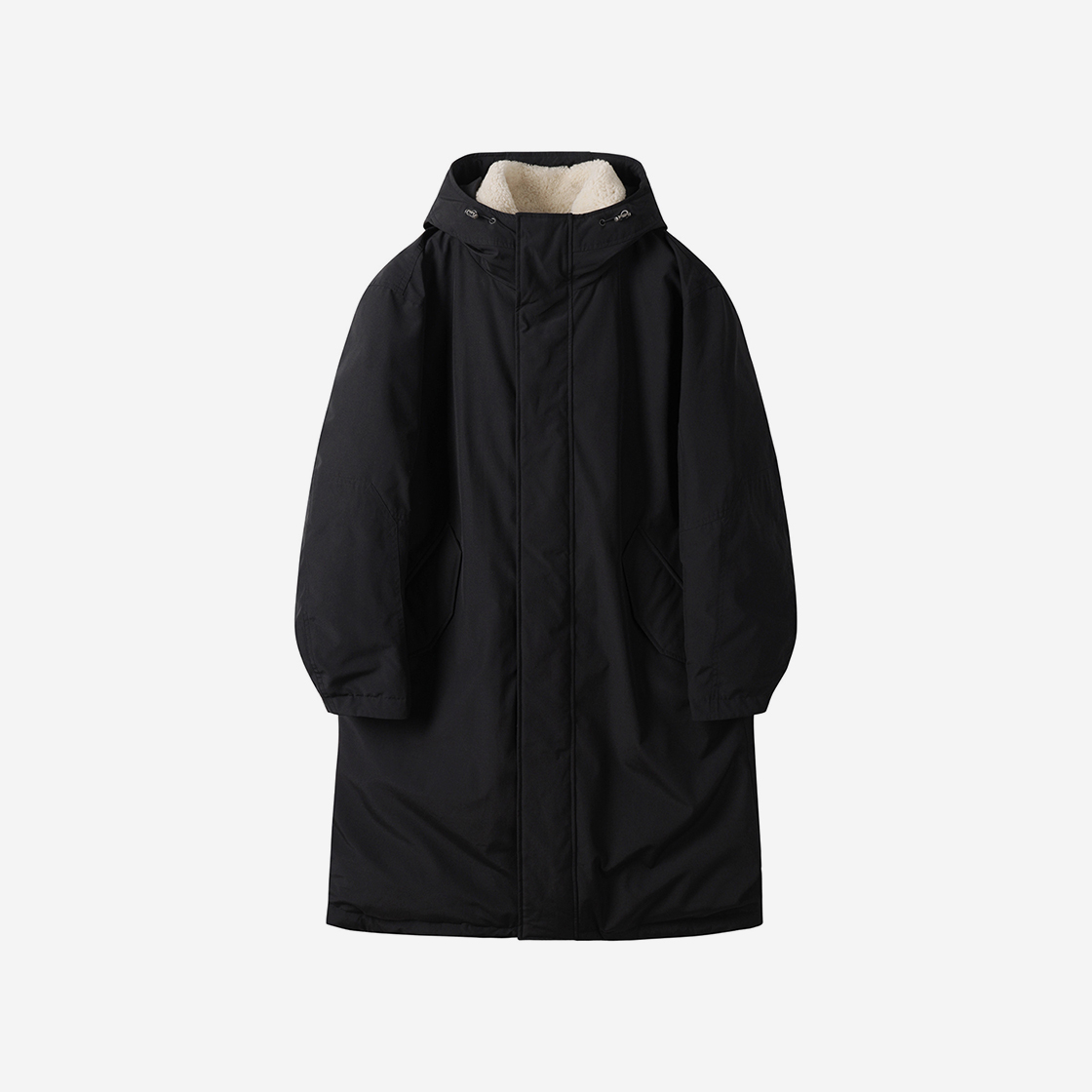 커스텀멜로우 퍼 칼라 롱 다운 코트 블랙