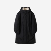 Customellow Fur Collar Long Down Coat Black