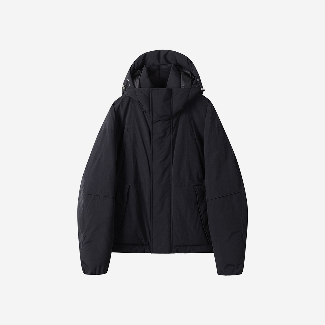 커스텀멜로우 오버사이즈 핏 후드 다운 봄버 블랙(Customellow Oversized Fit Hood Down Bomber Black)