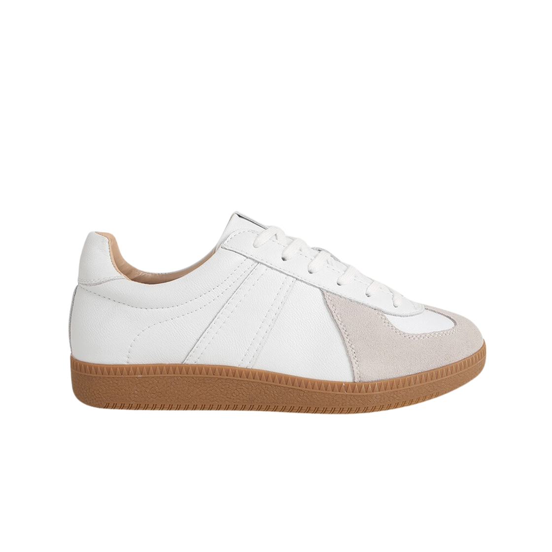 - Shoopen Leather German New Army Sneakers Beige