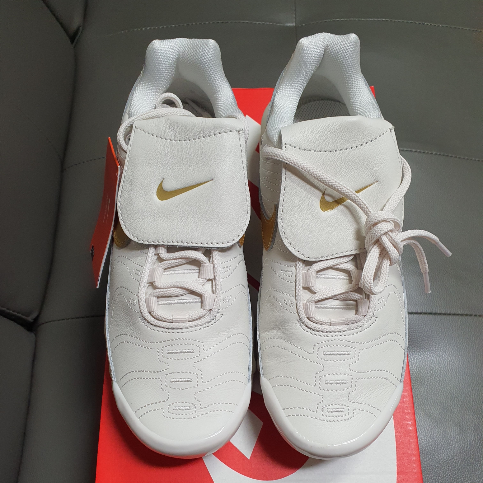 Nike Air Max Plus TNPO Phantom and Metallic Gold 착용 스타일