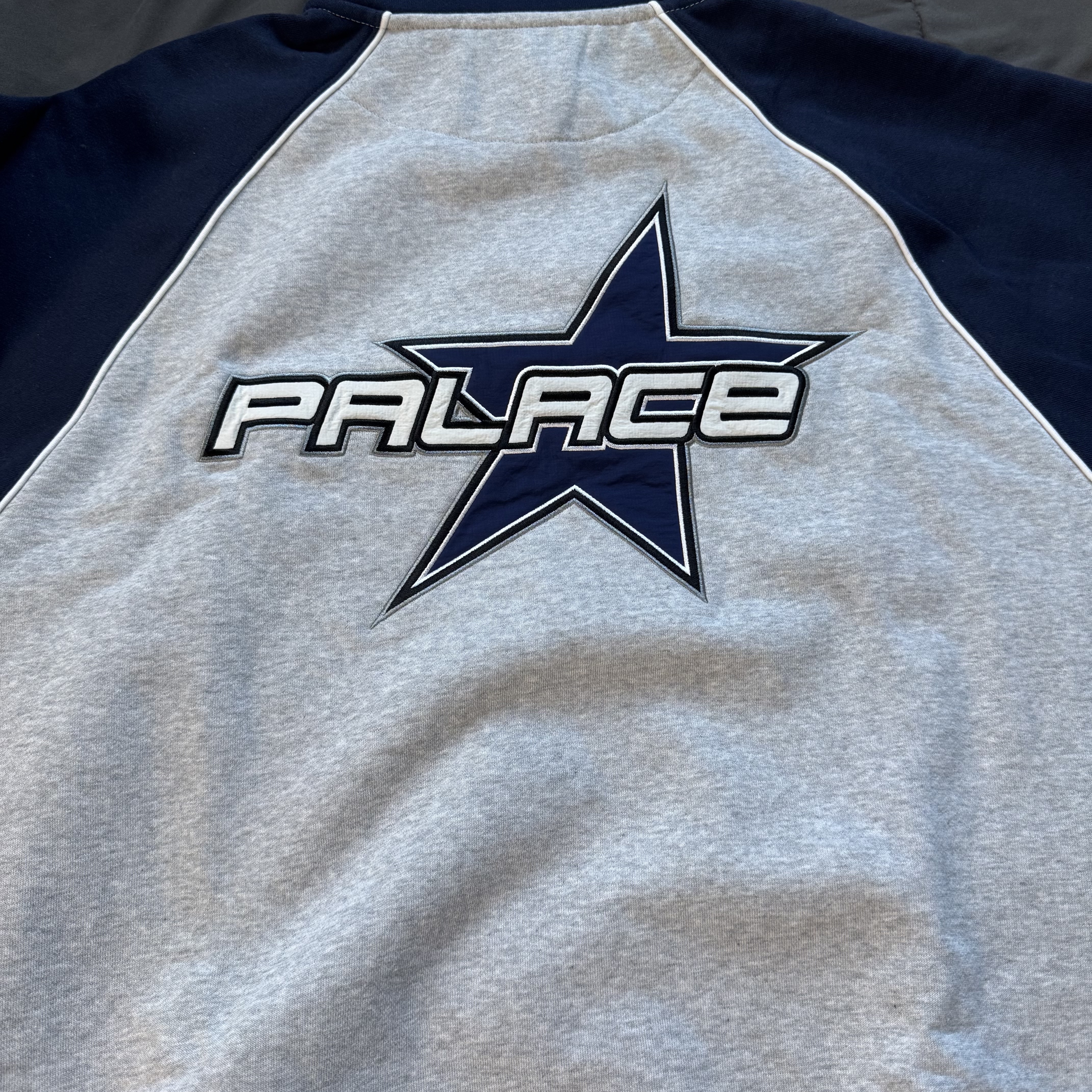 Palace Palstar 1/4 Zip Grey Marl - 24FW 착용 스타일 - 1