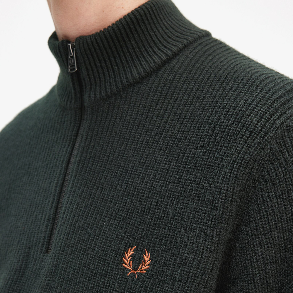 프레드페리 텍스쳐드 하프 집 니트 나이트그린(Fred Perry Textured Half Zip Knit Night Green) - 4