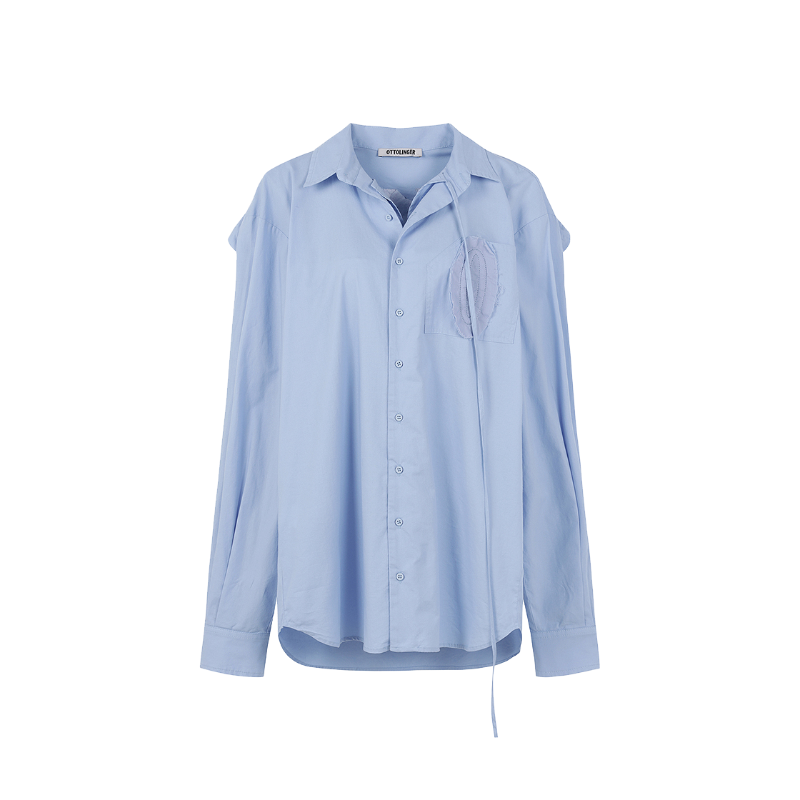 오토링거 우먼 디스트레스드 오버사이즈 셔츠 블루 - 24FW(Ottolinger Women Distressed Oversized Shirt Blue - 24FW)