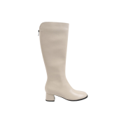 (W) Shoopen x Jju Unni Slim Fit Leather Long Boots 4.0 Ivory - Standard