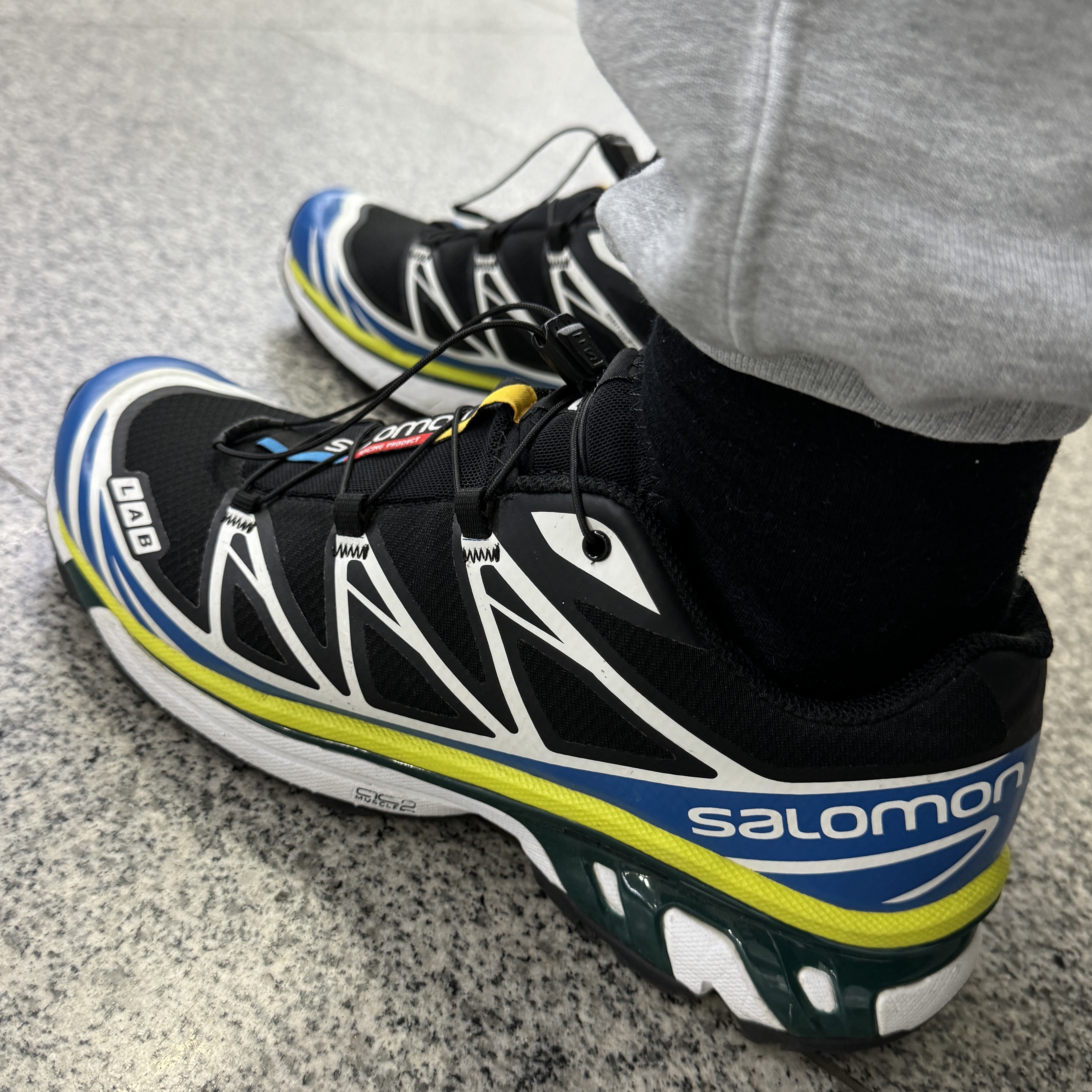 Salomon S/LAB XT-6 Softground ADV Black Snorkel Blue 착용 스타일