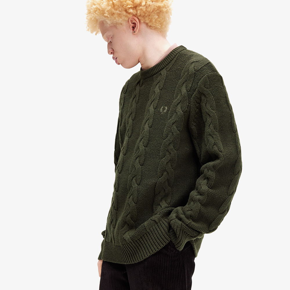 프레드페리 청키 케이블 니트 스웨터 헌팅그린(Fred Perry Chunky Cable Knit Hunting Green) - 4