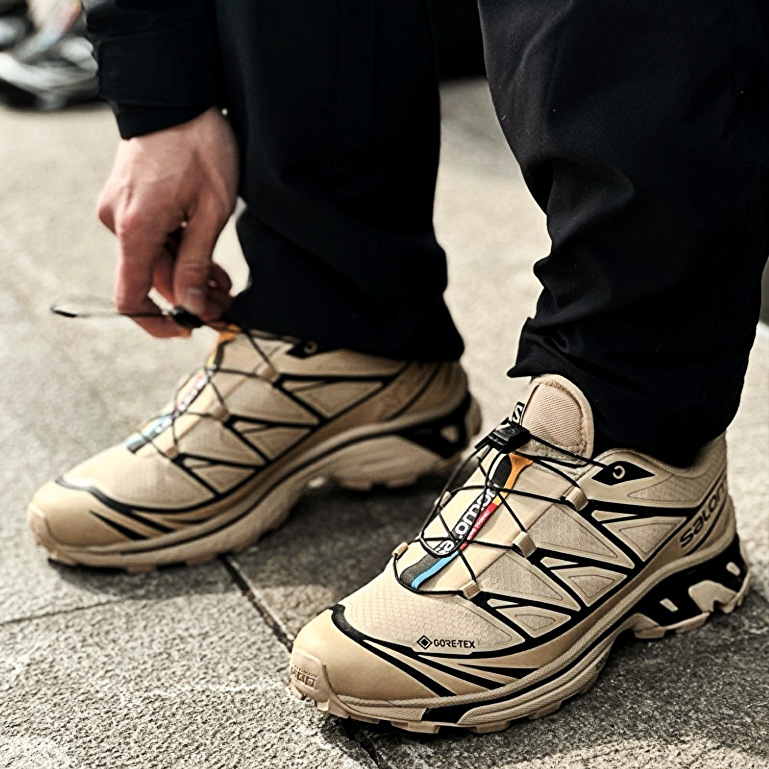 Salomon XT-6 GTX Safari Black, Salomon XT-6 Gore-Tex Black Ebony 착용 스타일
