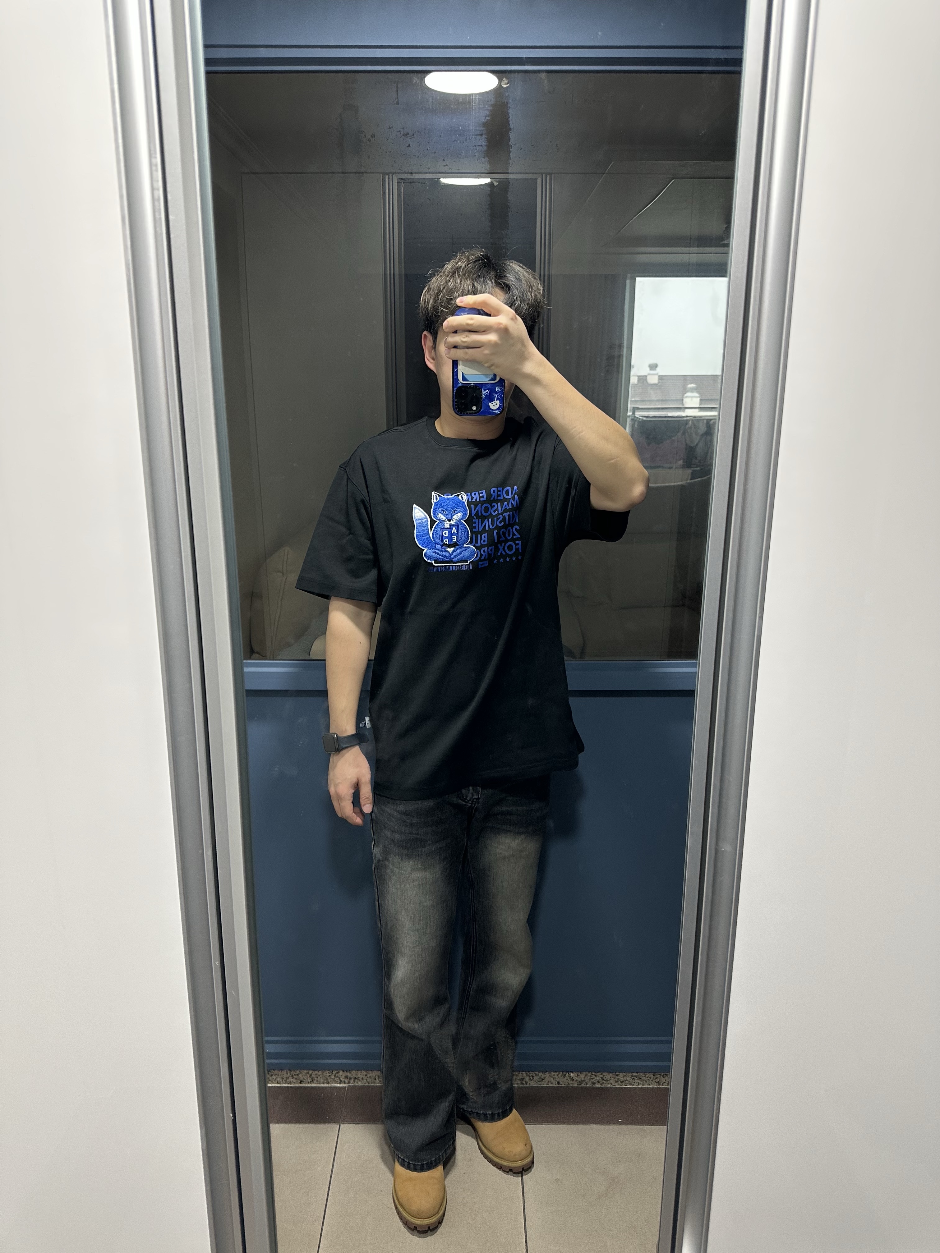 Timberland Premium 6 inch Waterproof Boot Wheat Nubuck - Wide, Maison Kitsune x Ader Error Meditation Fox T-Shirt Black 착용 스타일