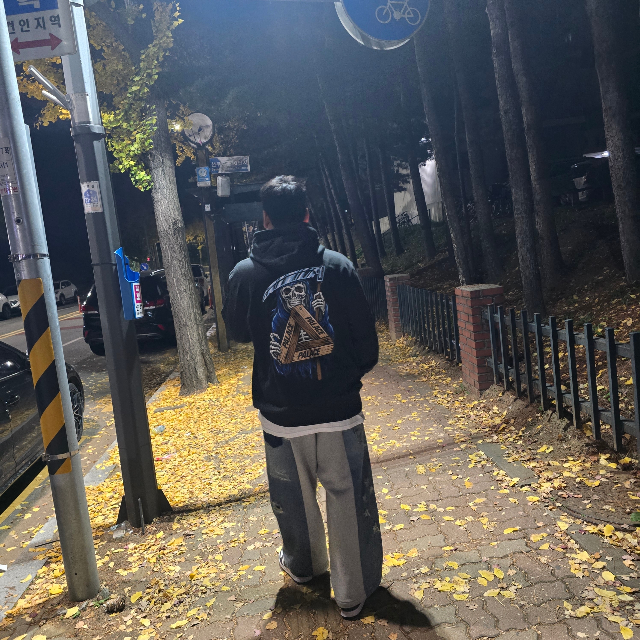 Palace Reaper Hood Black - 23FW, Nike Dunk Low Retro Black 착용 스타일 - 1