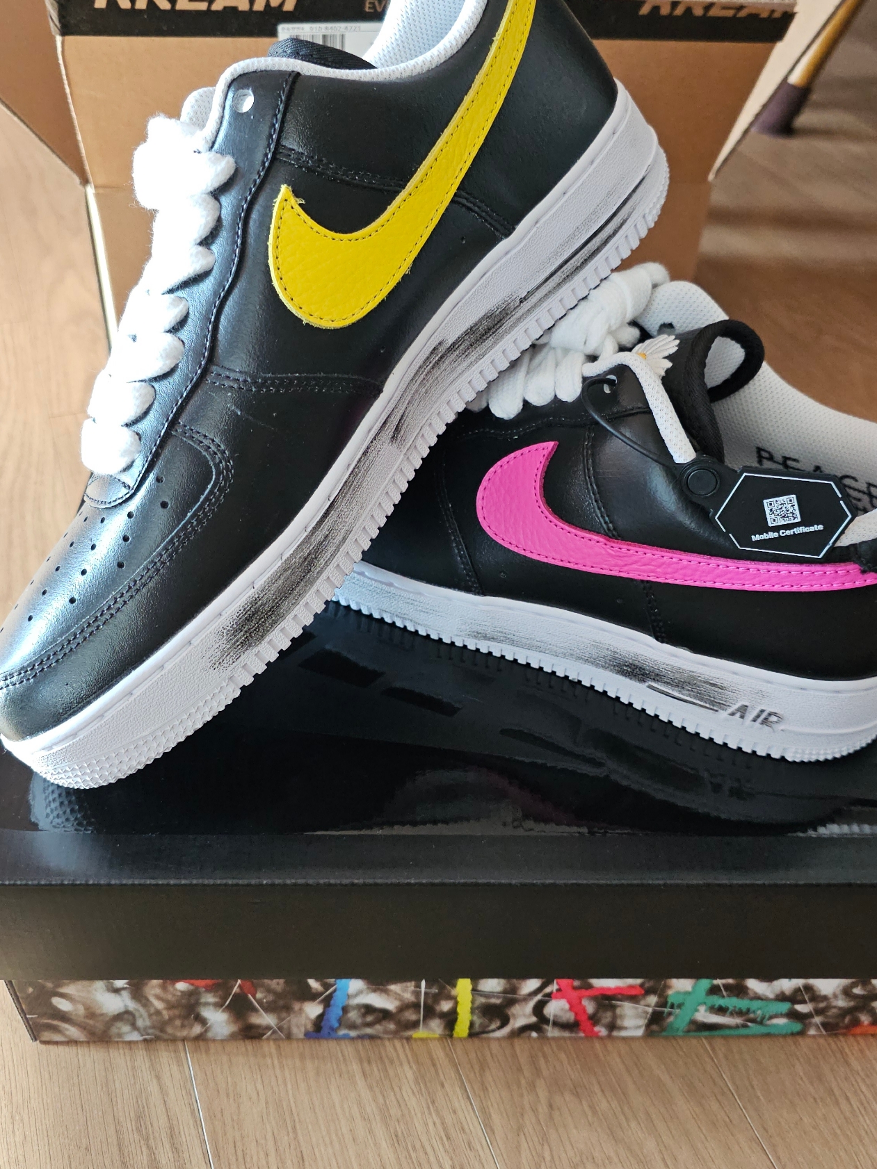 Nike x Peaceminusone Air Force 1 Low Para-Noise 3.0 Black and Multicolor 착용 스타일