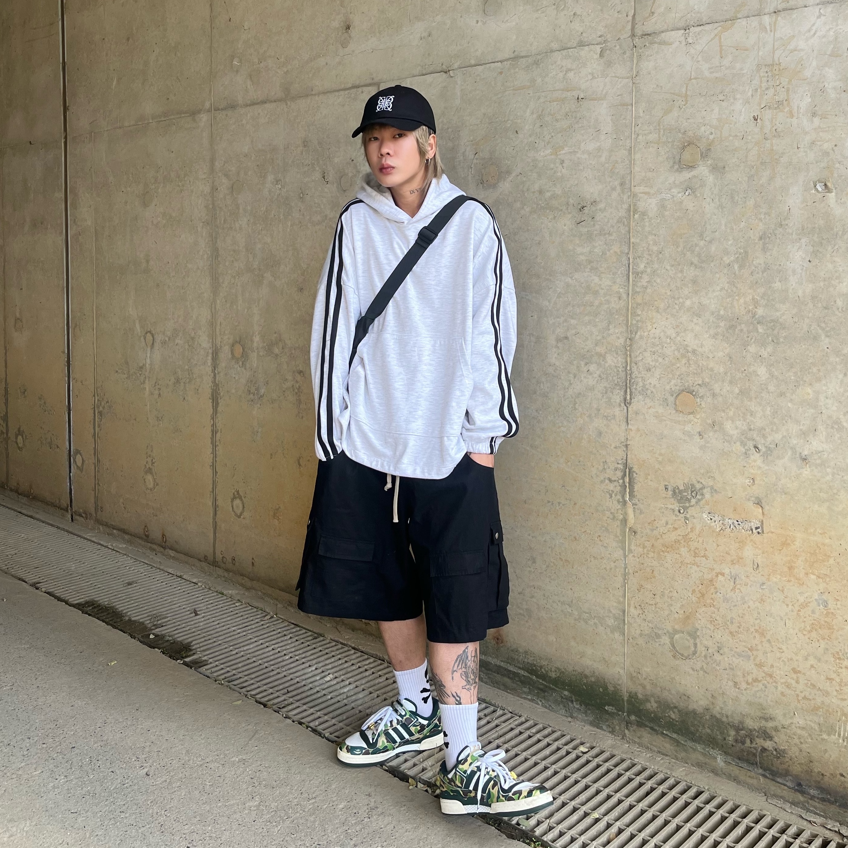 Adidas x BAPE Forum 84 Low Green Camo 착용 스타일 - 2