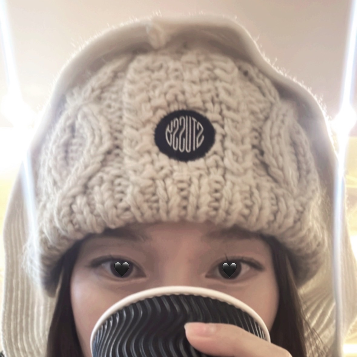 Stussy Skullcap Cable Knit Natural 착용 스타일