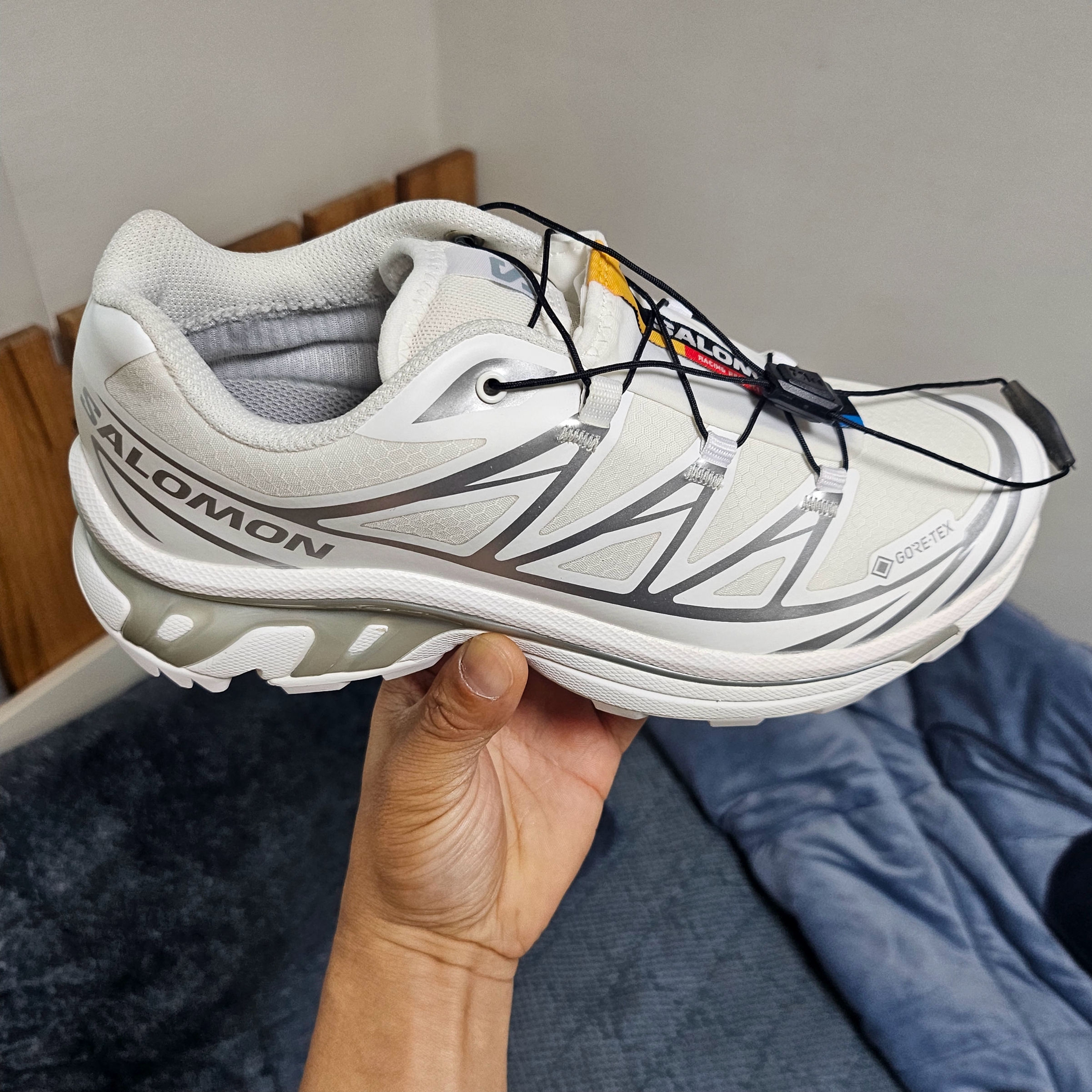 Salomon XT-6 Gore-Tex White Silver 착용 스타일