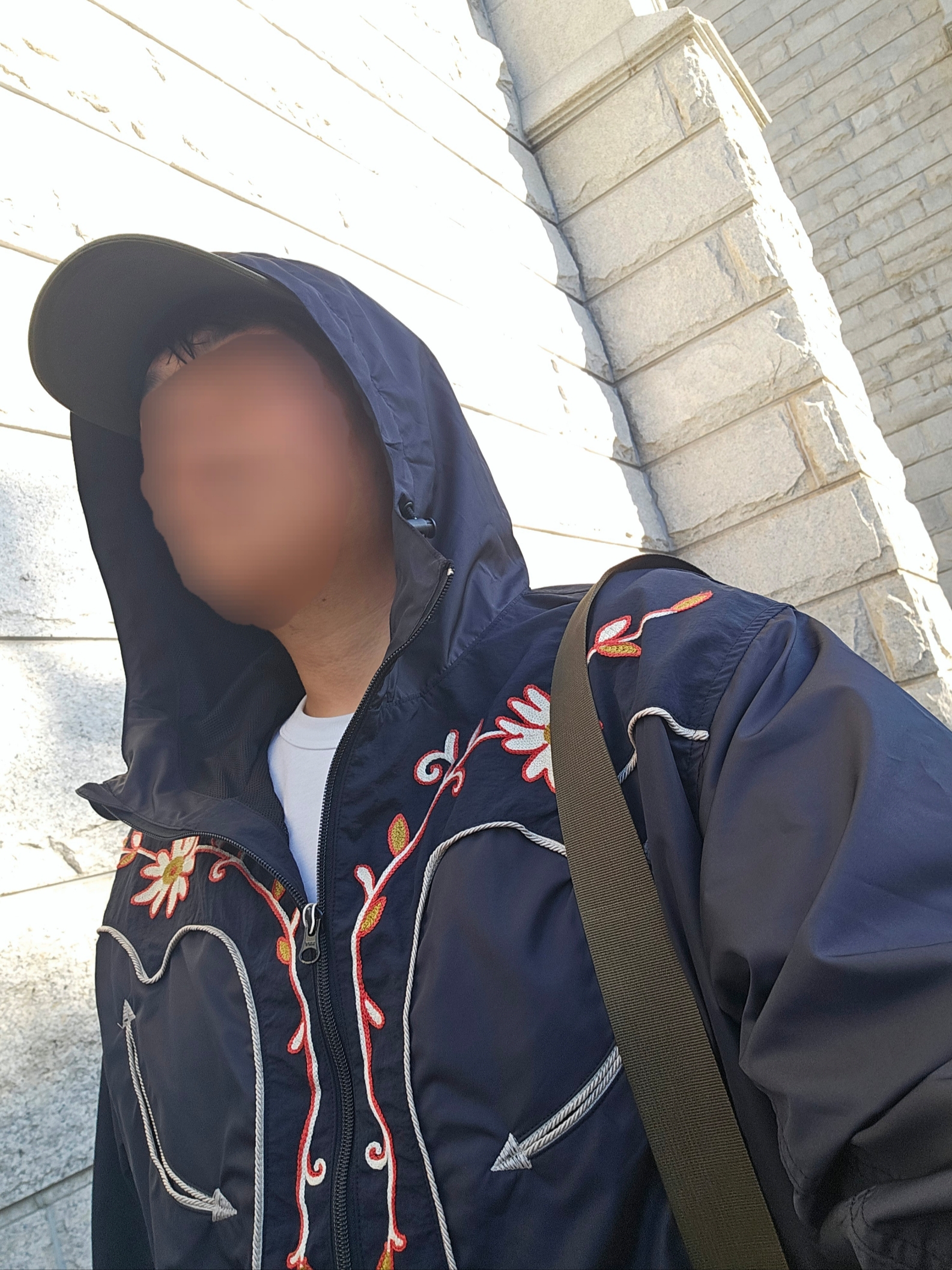 Kapital Poly Taffeta Tennessee Cornflower Parka Black 착용 스타일 - 6