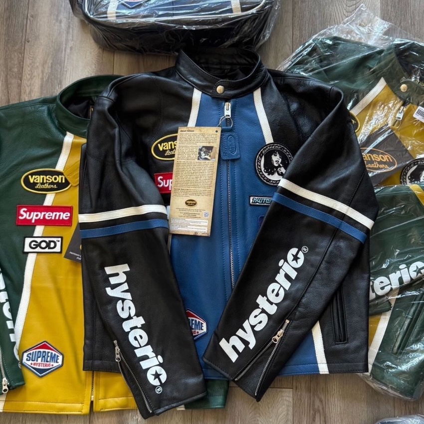 Supreme x Hysteric Glamour Vanson Leathers Jacket Black - 24FW 착용 스타일