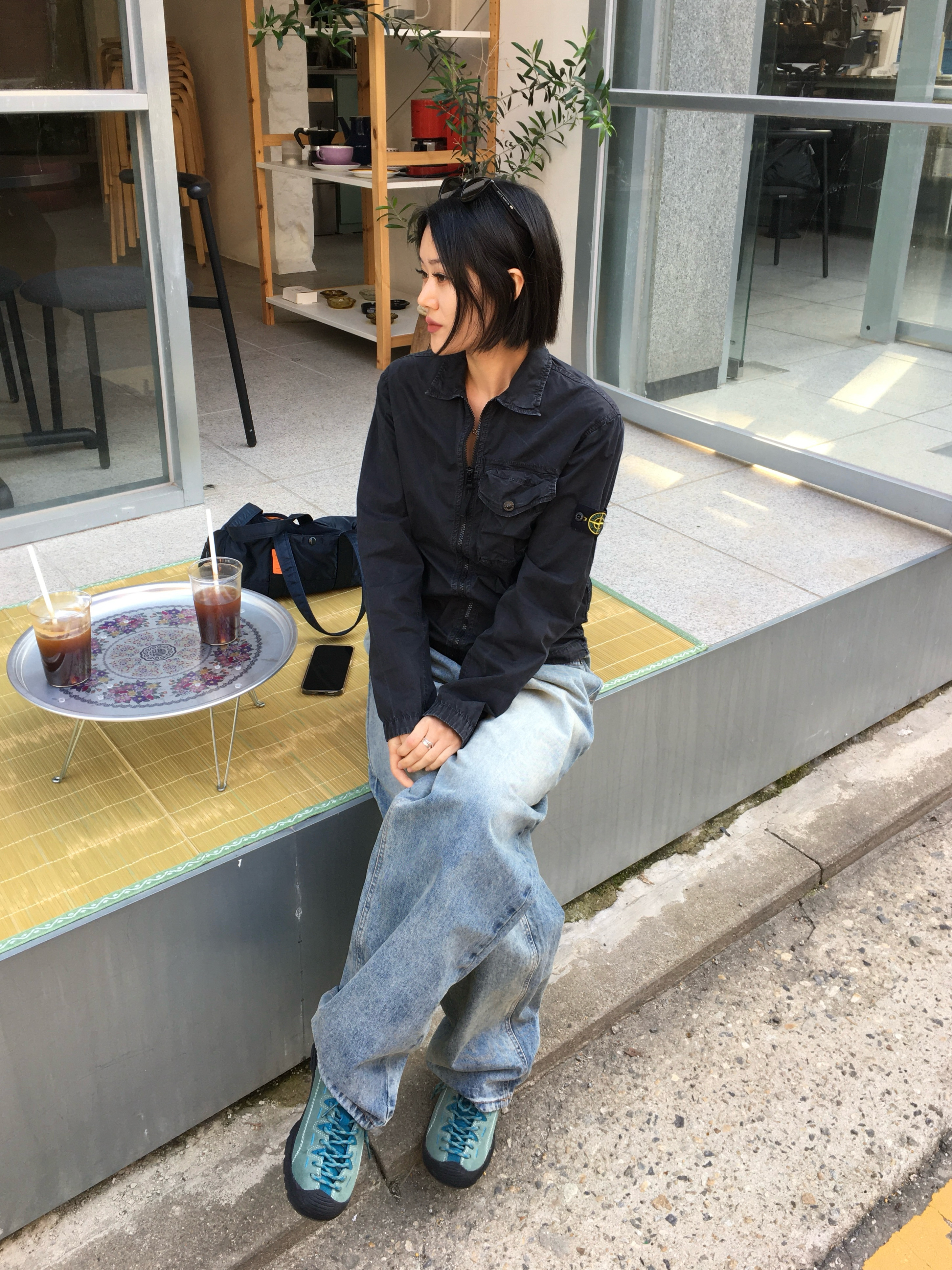 (W) Keen Jasper Sneakers Dark Forest, Stone Island 106WN Old Treatment Overshirt Black - 24SS 착용 스타일