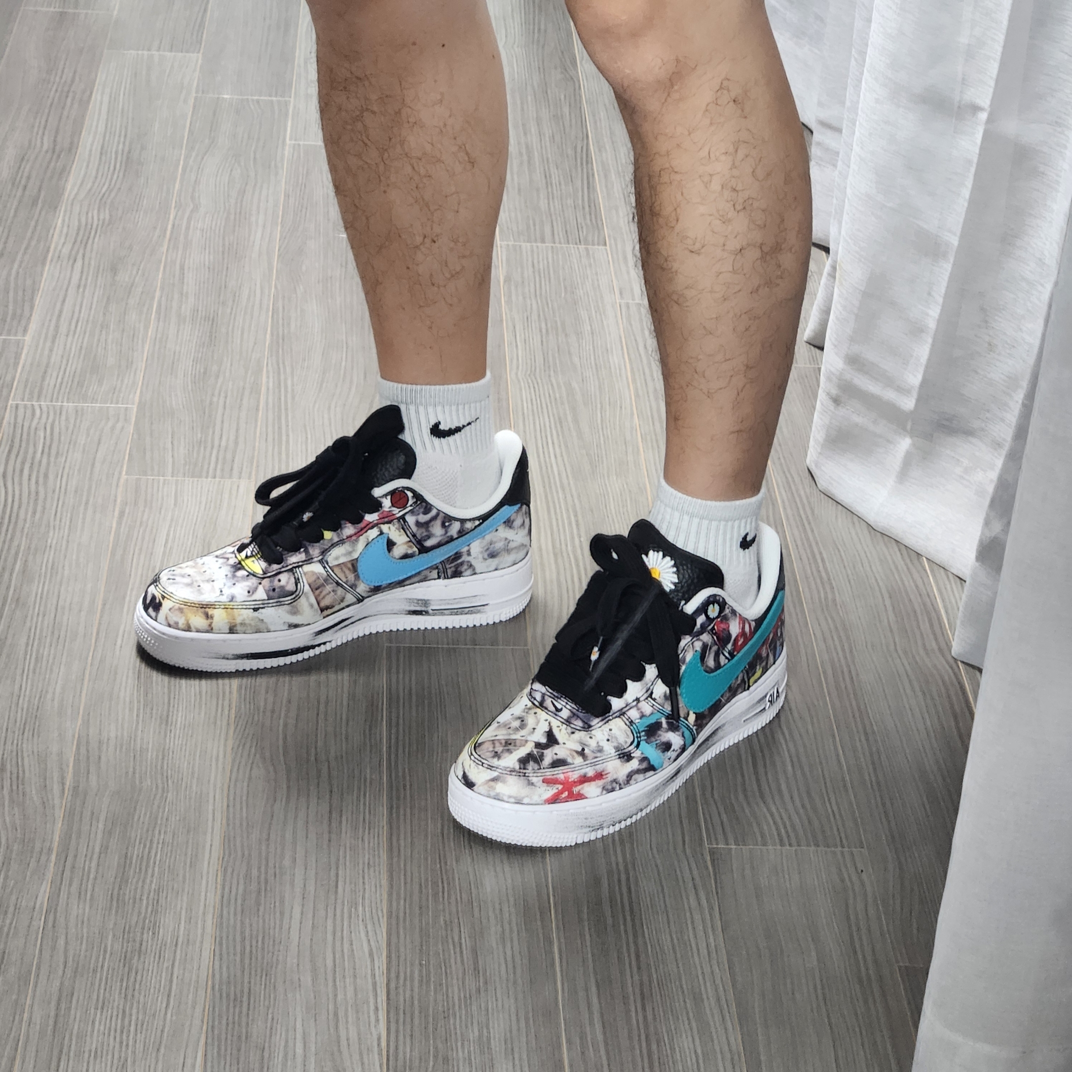 Nike x Peaceminusone Air Force 1 Low Para-Noise 3.0 Black and Multicolor 착용 스타일 - 3