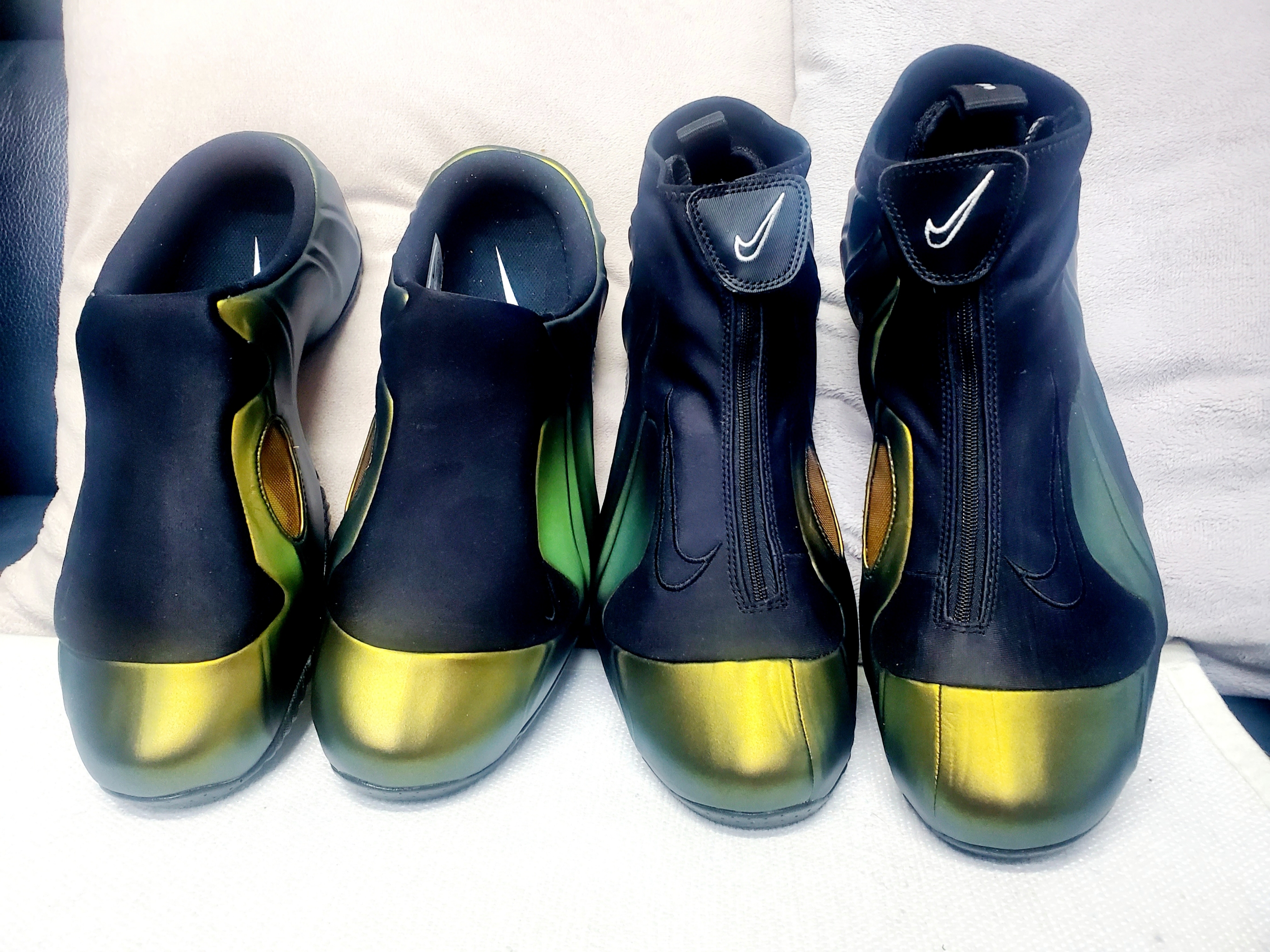 Nike Clogposite Black and Metallic Gold, Nike Air Flightposite Black Metallic Gold 착용 스타일 - 1