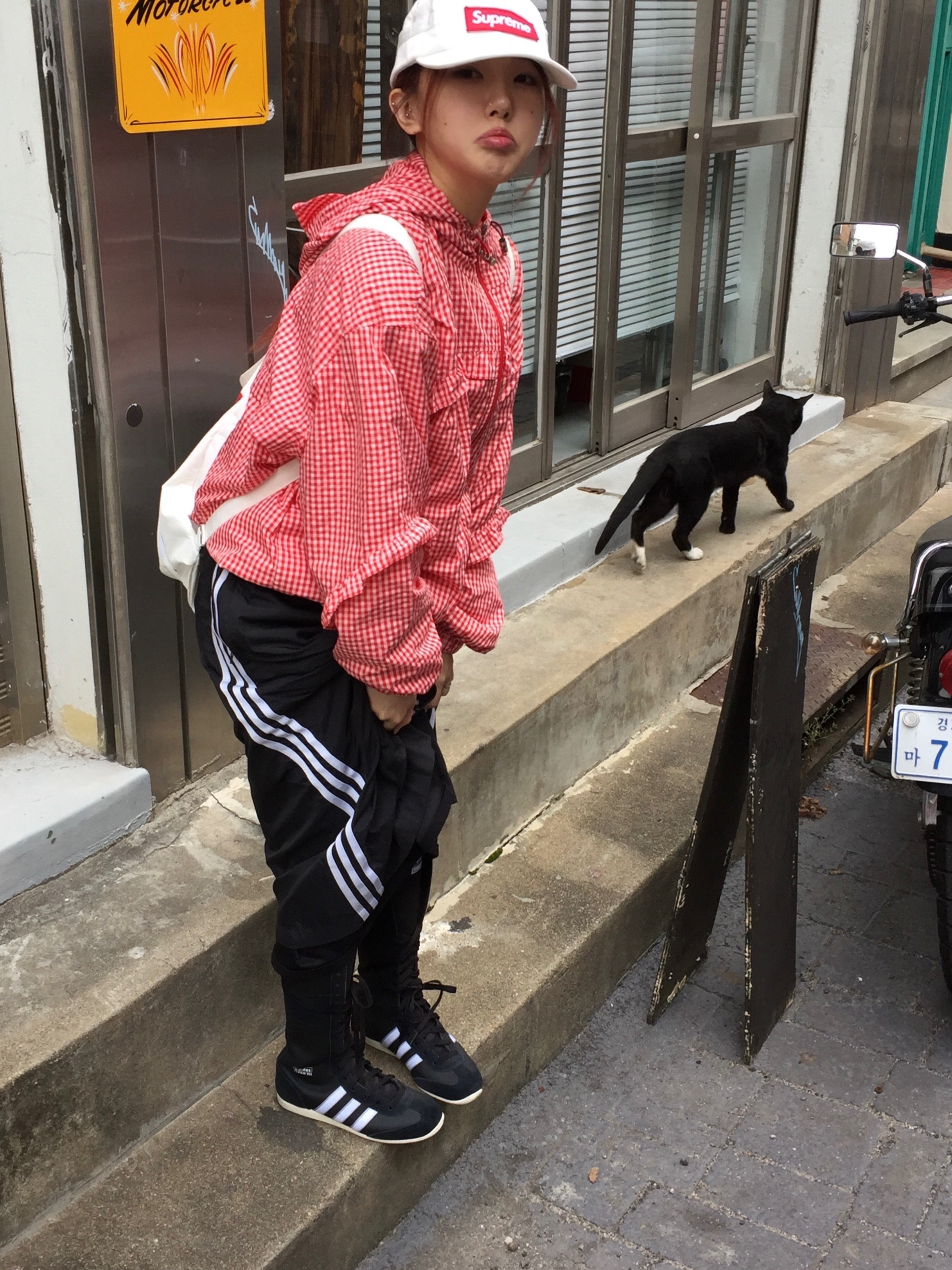 (W) Adidas 3S Long Skirt  Black - KR Sizing, Supreme Mesh Pocket Camp Cap White - 23FW 착용 스타일 - 2