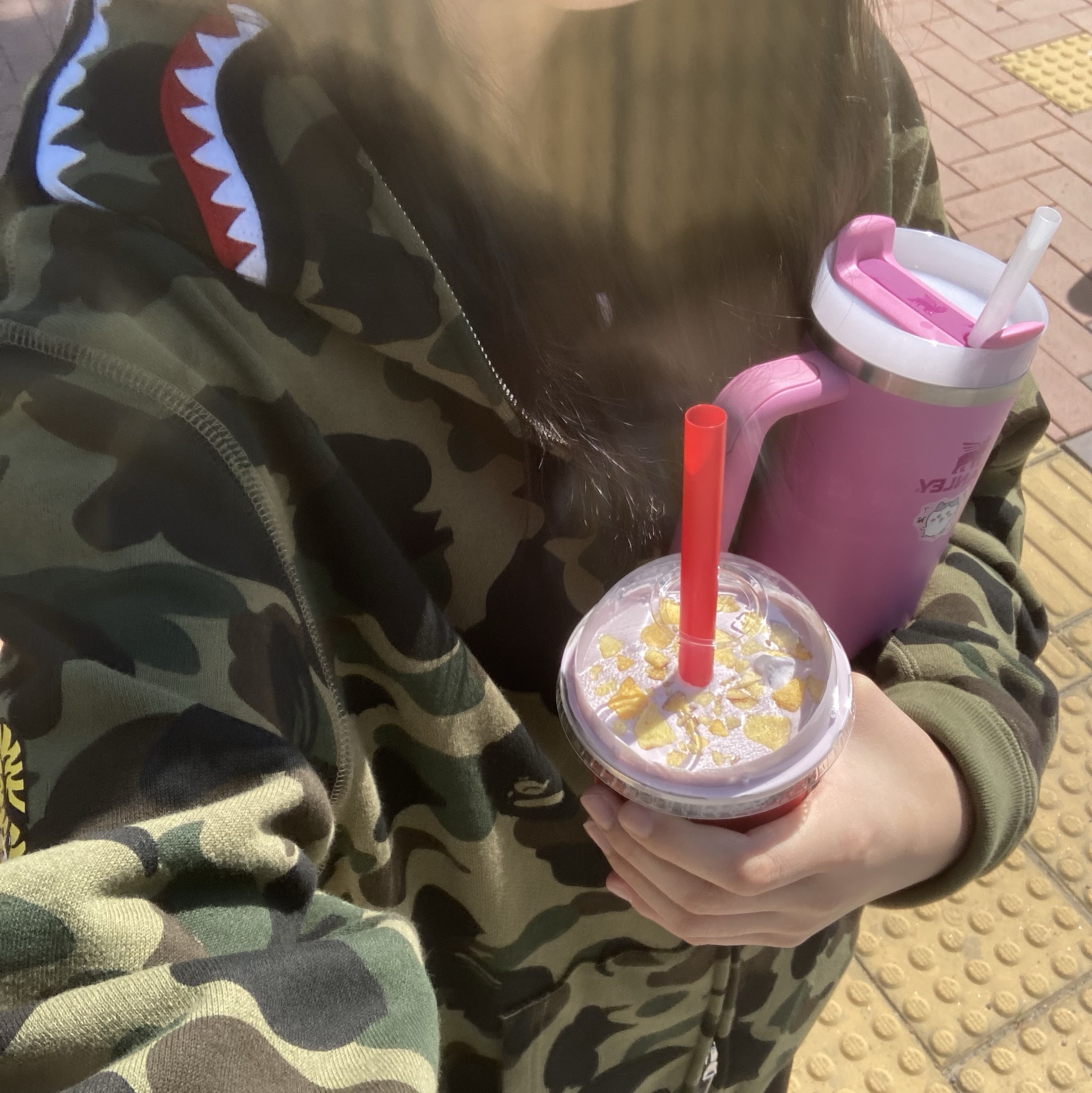 BAPE PONR 1st Camo 2nd Shark Full Zip Hoodie Green 착용 스타일 - 3