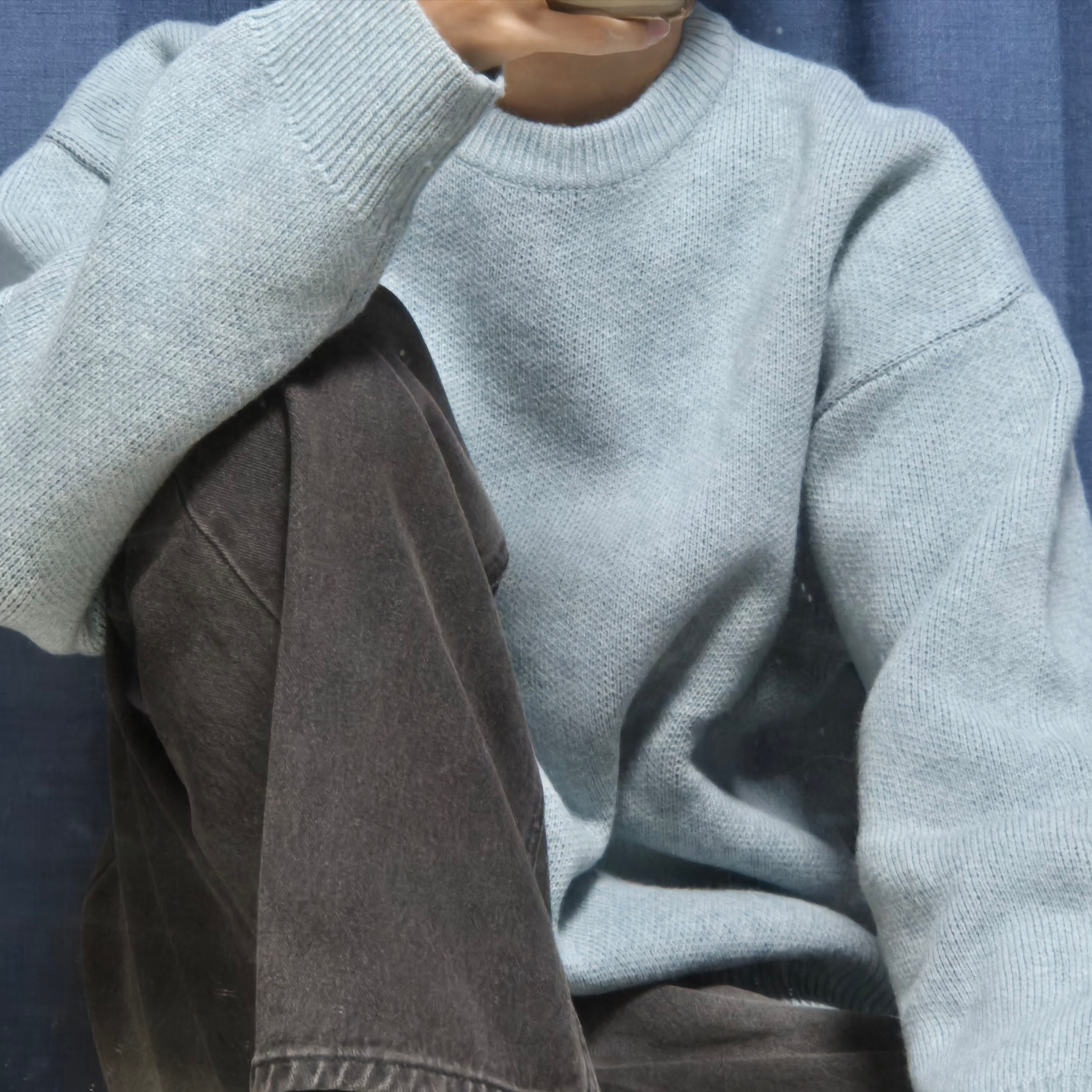 IAB Studio Knit Steel Blue 착용 스타일 - 1