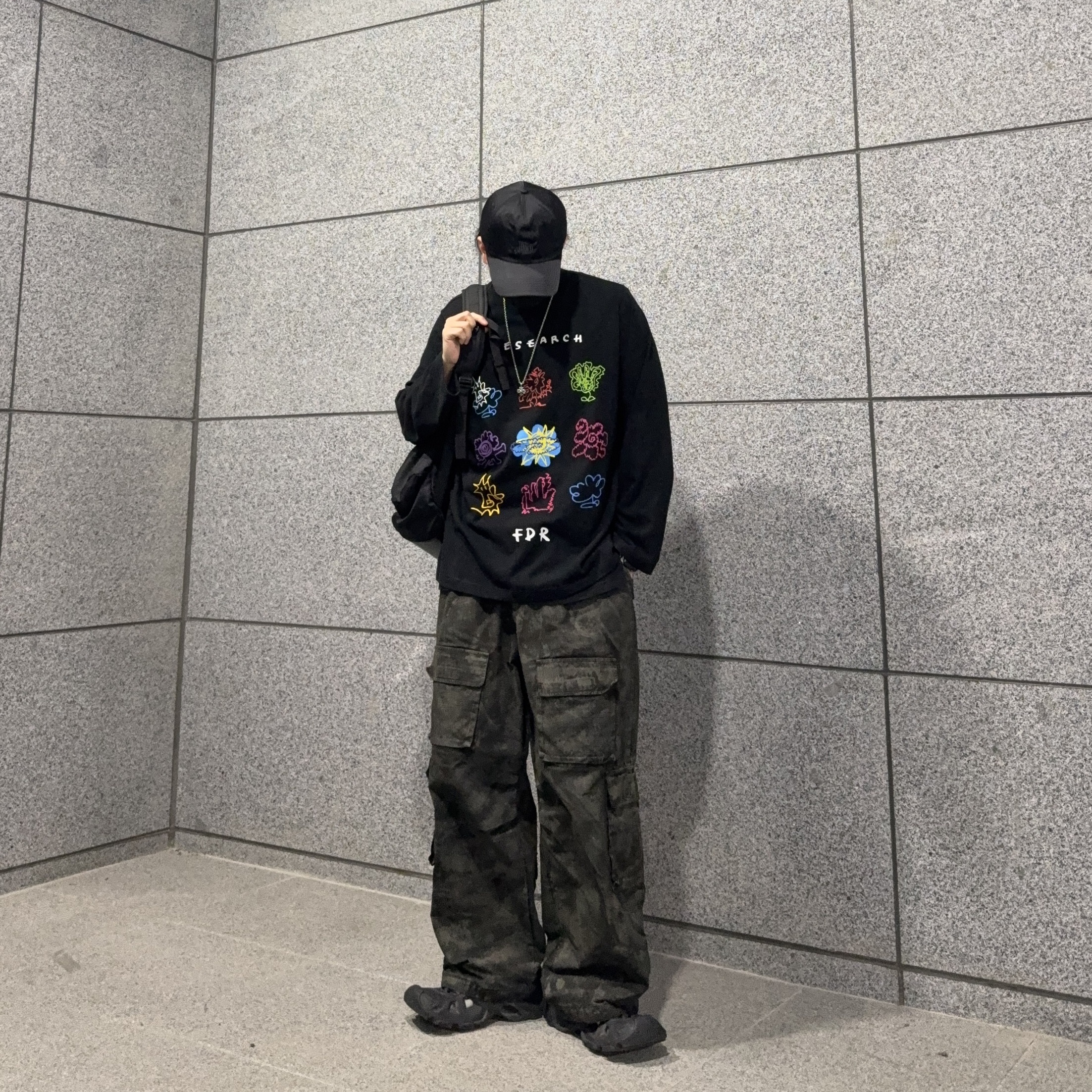 Undermycar Harban Rough Dirty Painting Wide Cargo Pants Lint - 23SS, Balenciaga HD Lace-Up Sneakers Black 착용 스타일 - 1