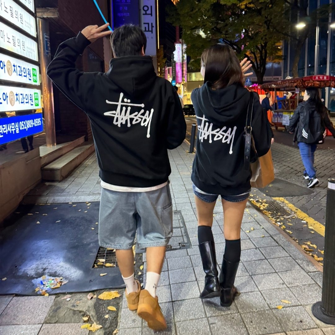 Stussy Basic Stussy Hoodie Black 착용 스타일